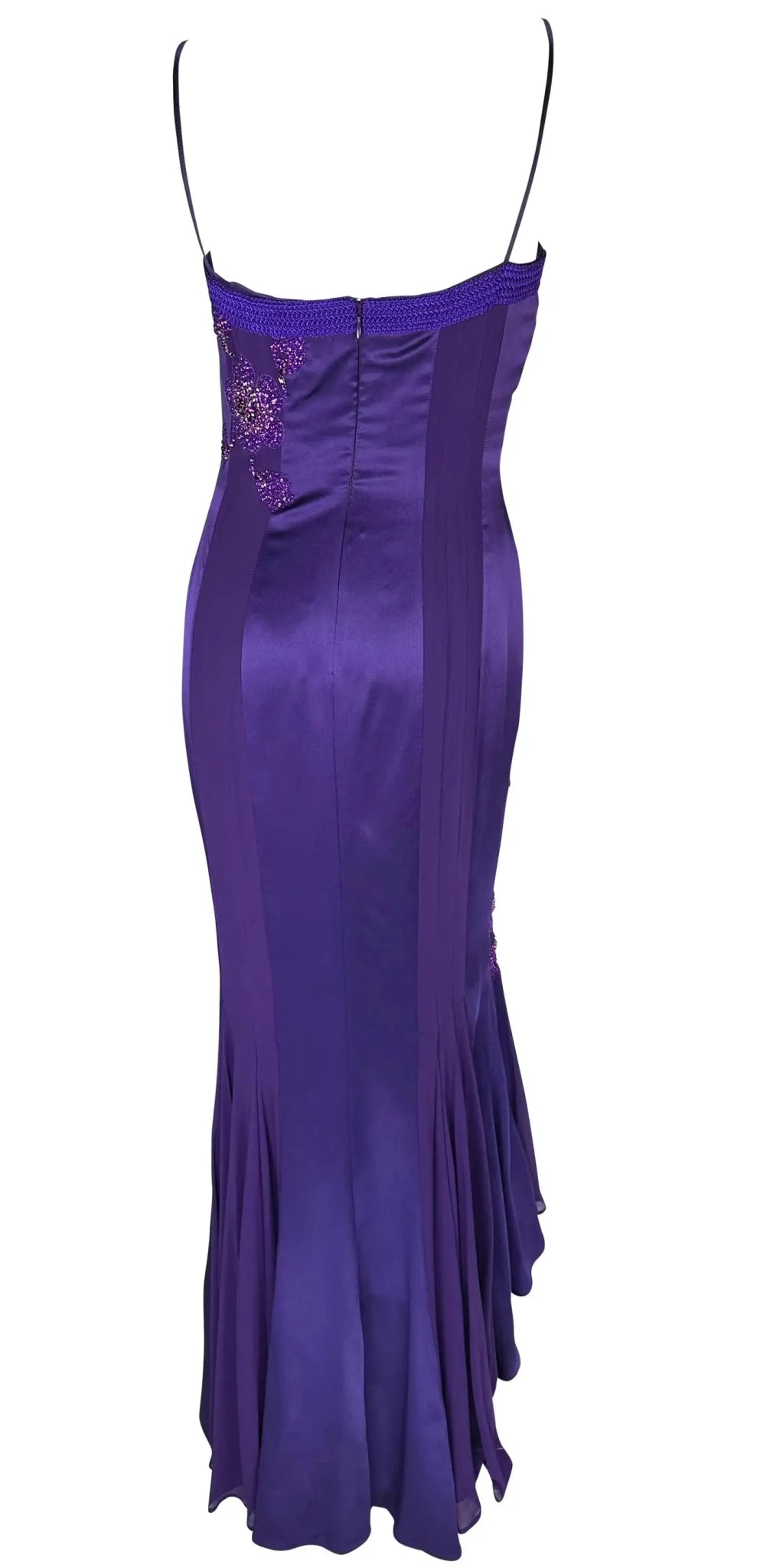 S/S 2005 Emanuel Ungaro by Giambattista Valli Rhinestone Purple Lace - Up Gown - RealList