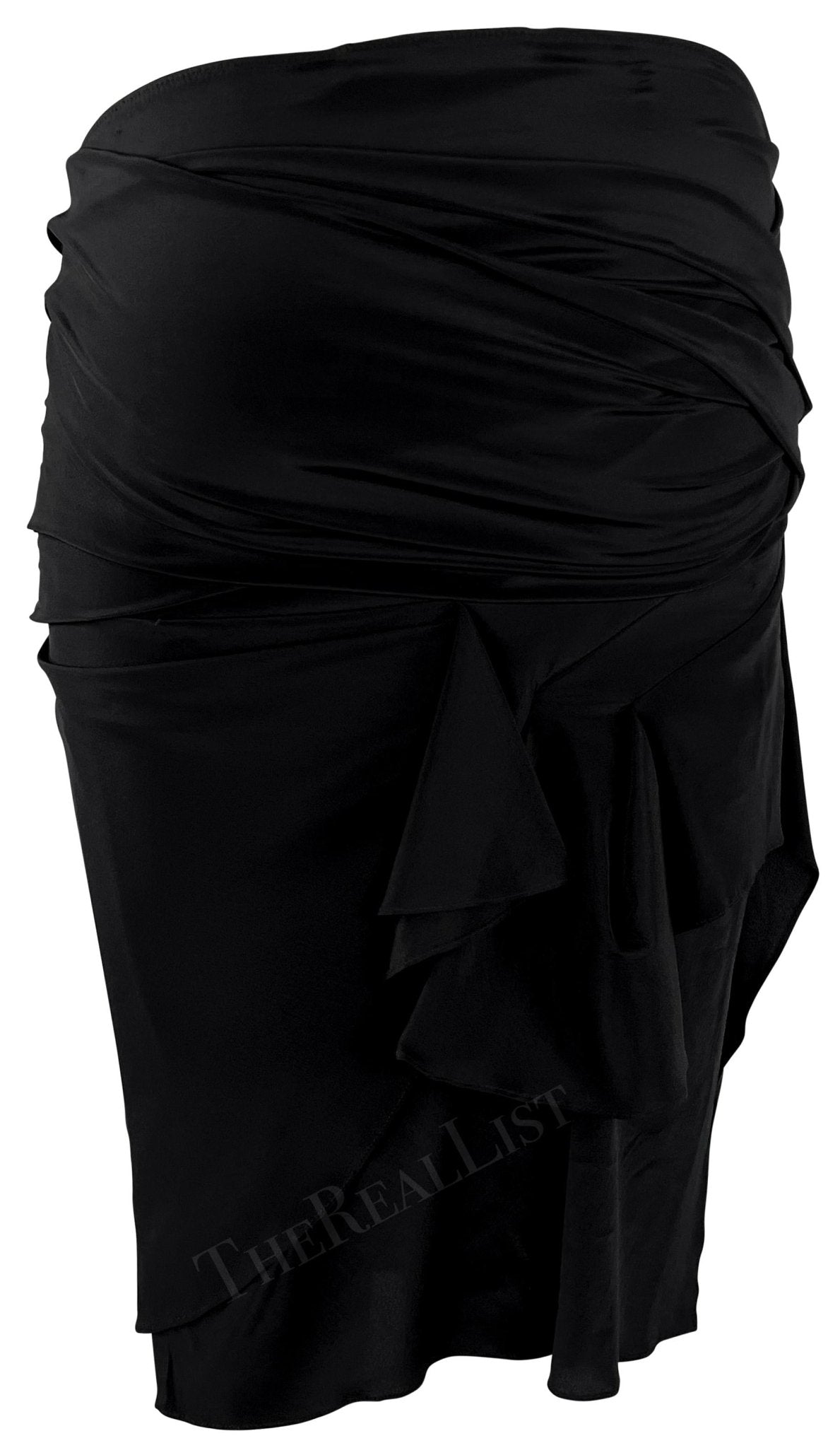 S/S 2005 Gucci Bandage Wrap Asymmetric Bodycon Stretch Black Skirt - RealList