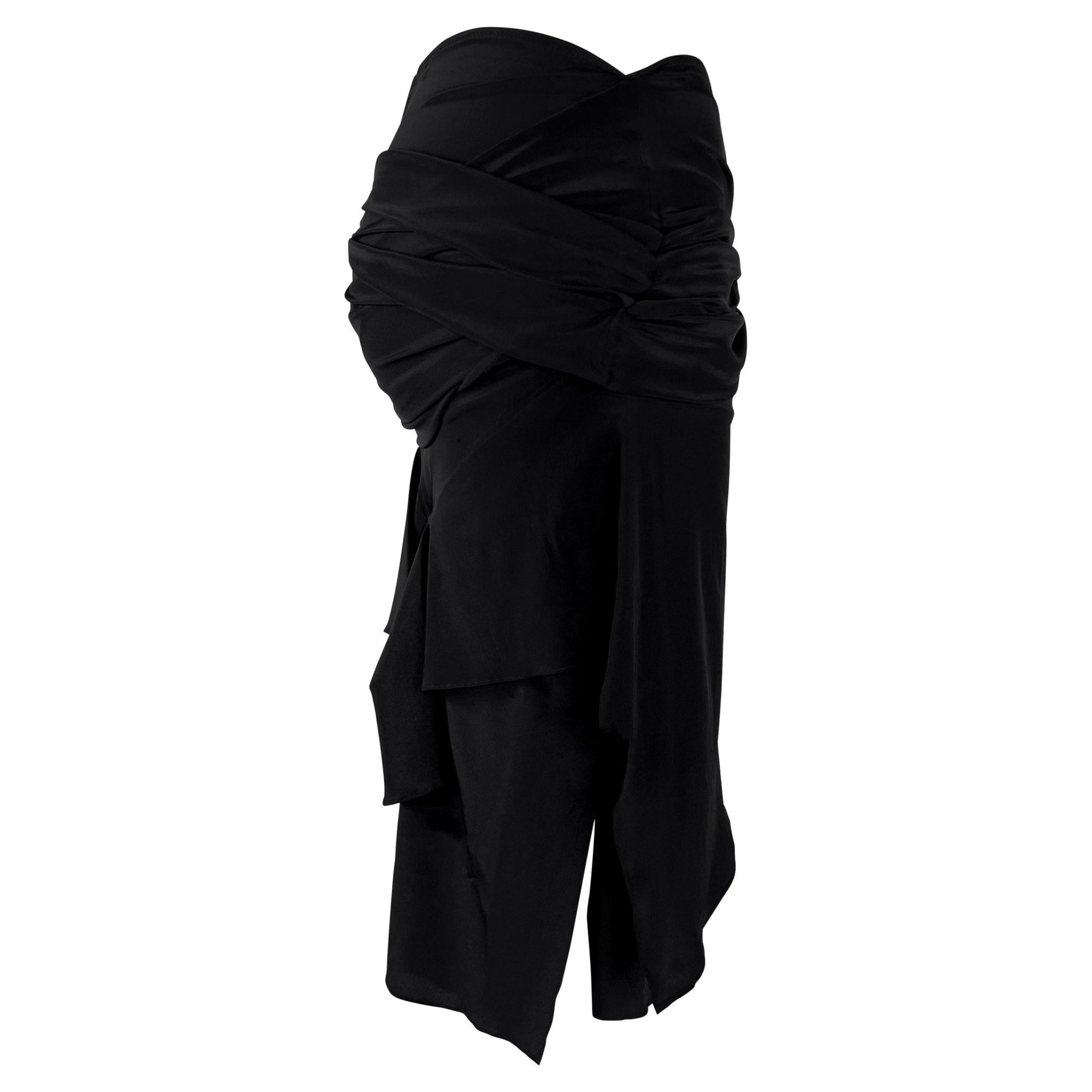 S/S 2005 Gucci Bandage Wrap Asymmetric Bodycon Stretch Black Skirt - RealList