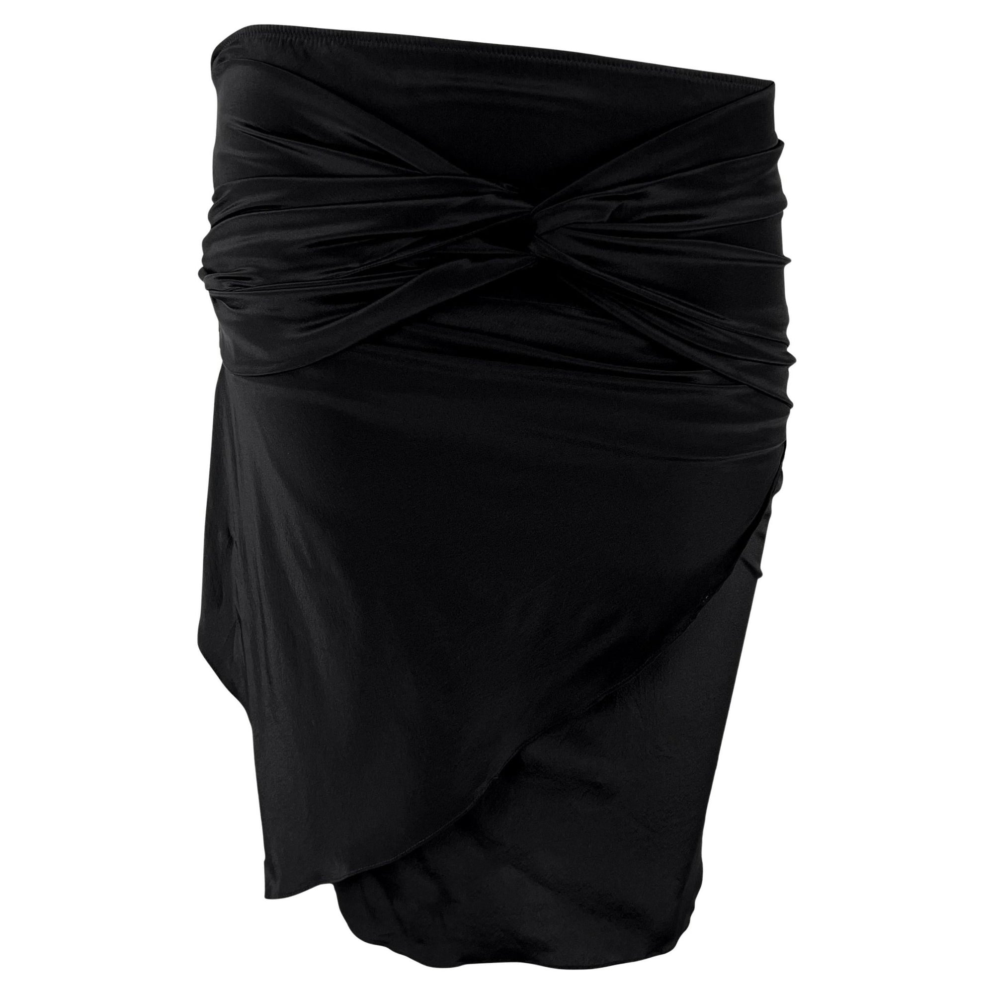 S/S 2005 Gucci Bandage Wrap Asymmetric Bodycon Stretch Black Skirt - RealList
