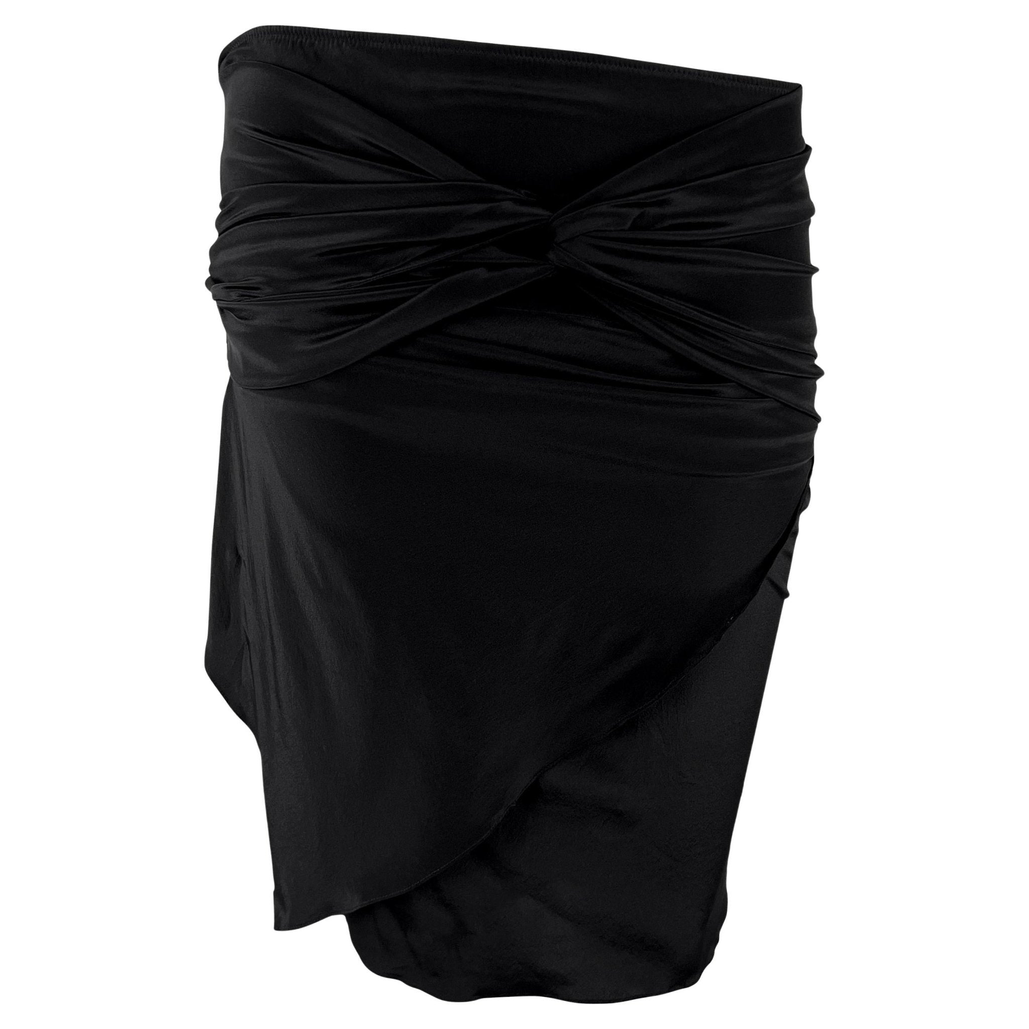 S/S 2005 Gucci Bandage Wrap Asymmetric Bodycon Stretch Black Skirt - RealList