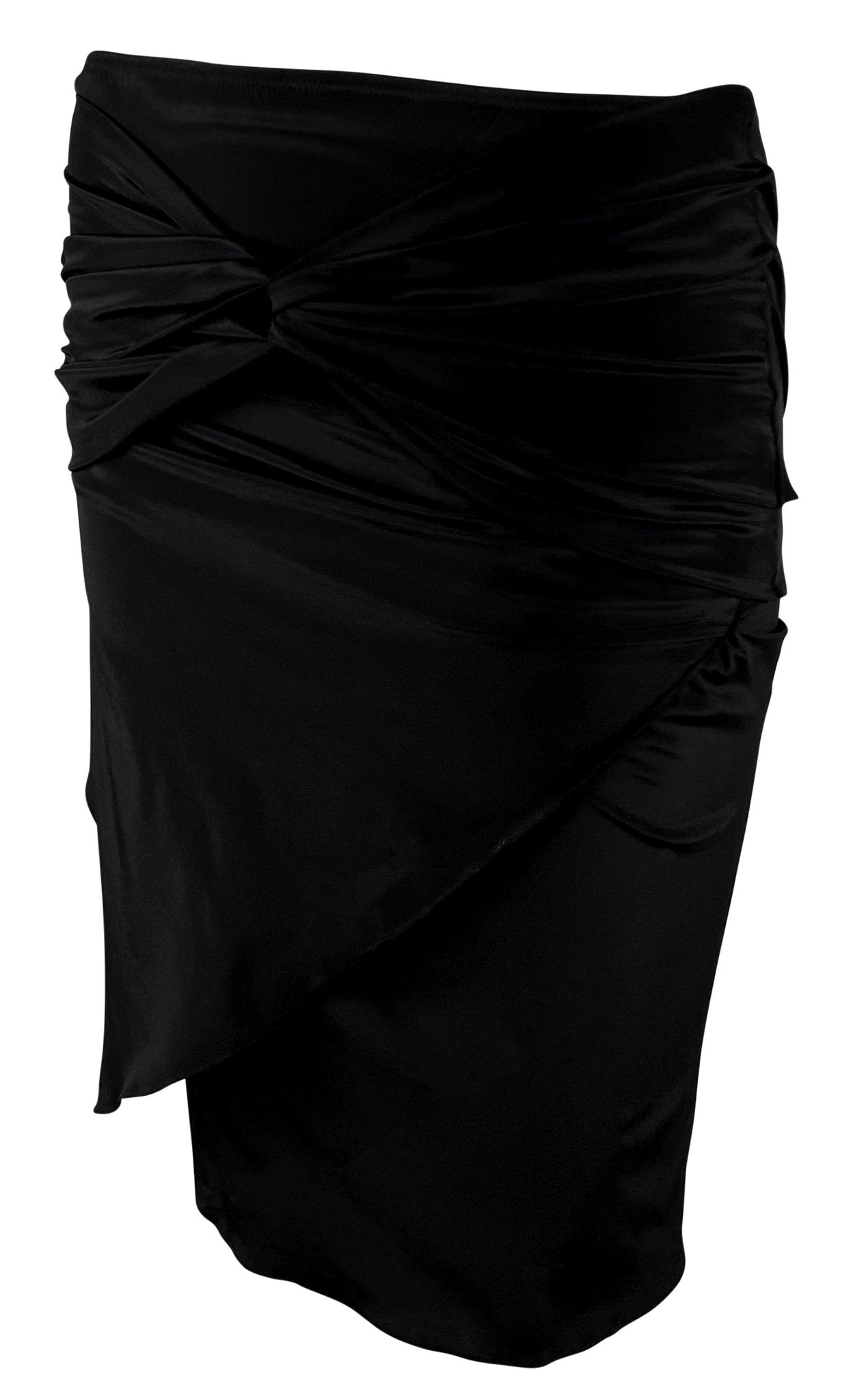 S/S 2005 Gucci Bandage Wrap Asymmetric Bodycon Stretch Black Skirt - RealList