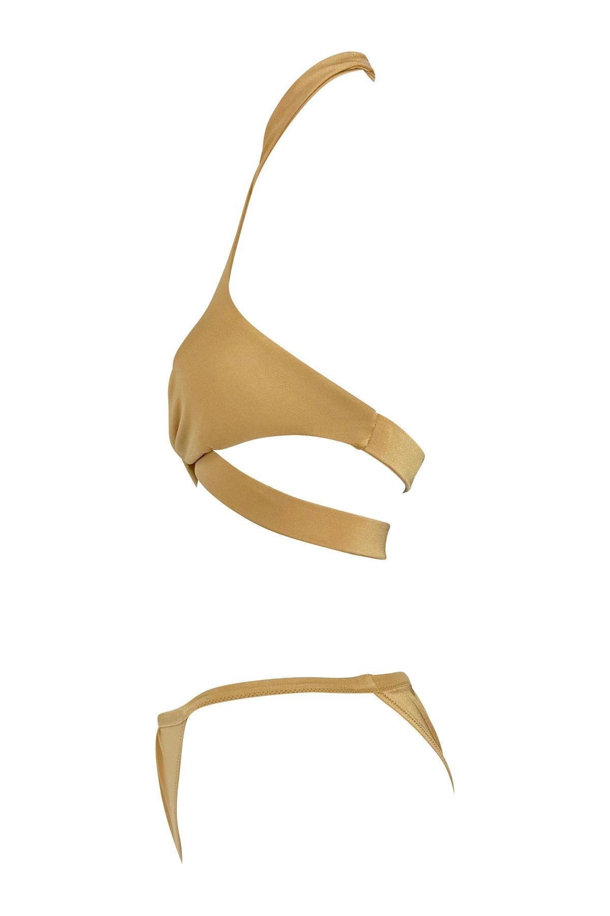 S/S 2005 Gucci Light Tan Halter Body Strap Bikini Swim Set - RealList