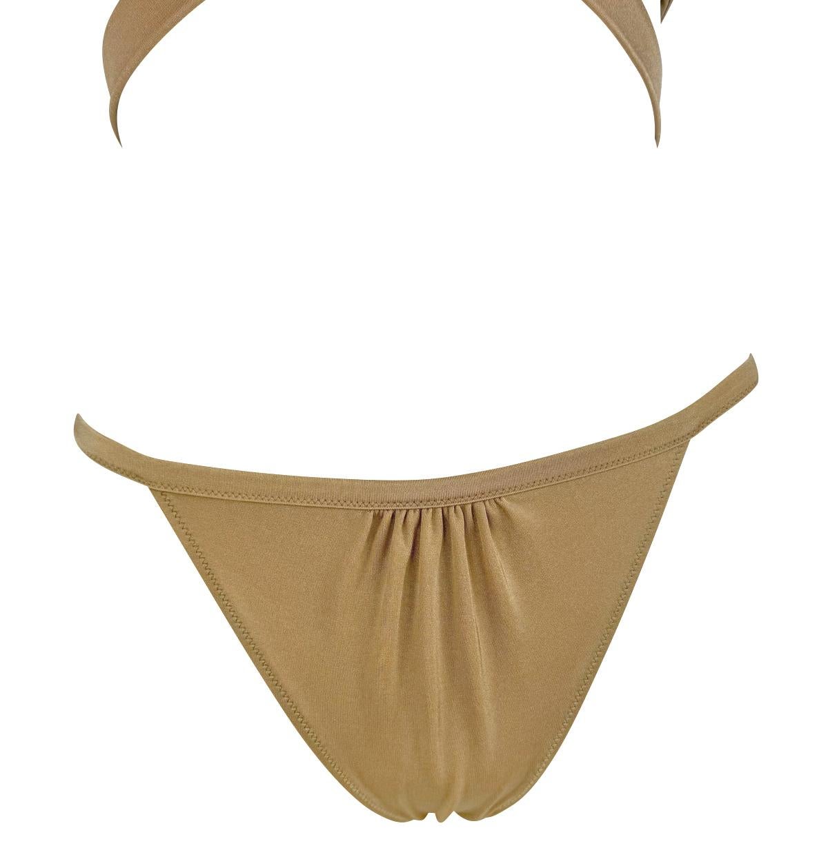 S/S 2005 Gucci Light Tan Halter Body Strap Bikini Swim Set - RealList