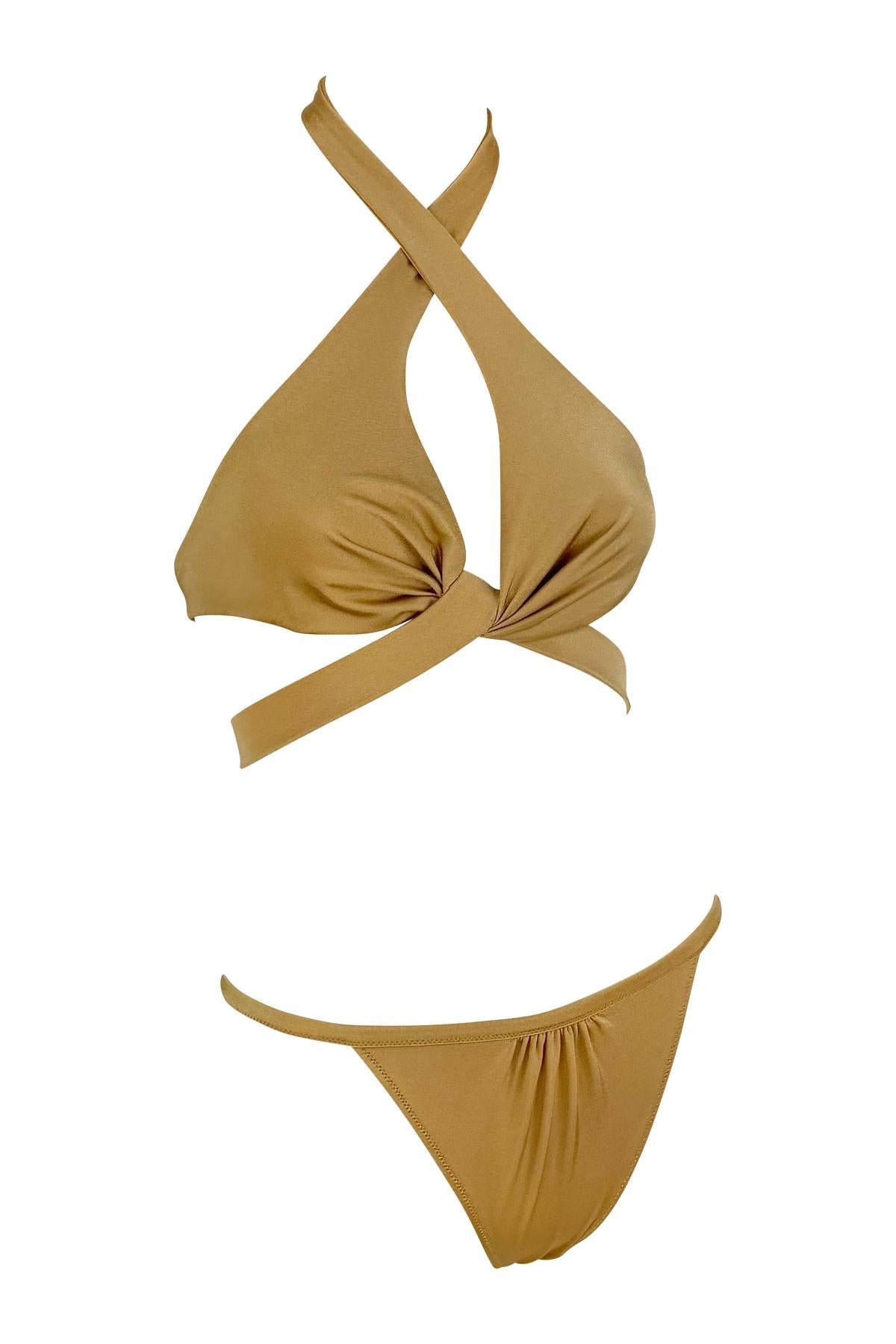 S/S 2005 Gucci Light Tan Halter Body Strap Bikini Swim Set - RealList