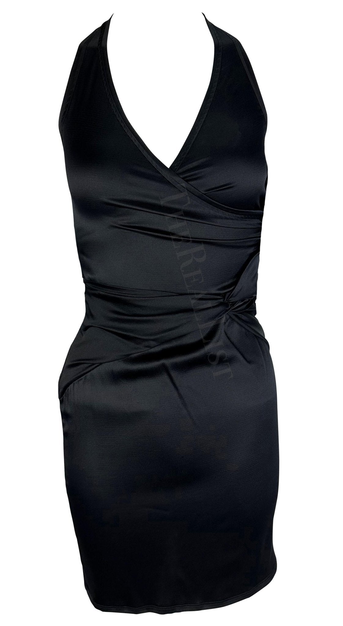 S/S 2005 Gucci Stretch Silk Satin Cut Out Halter Neck Dress - RealList