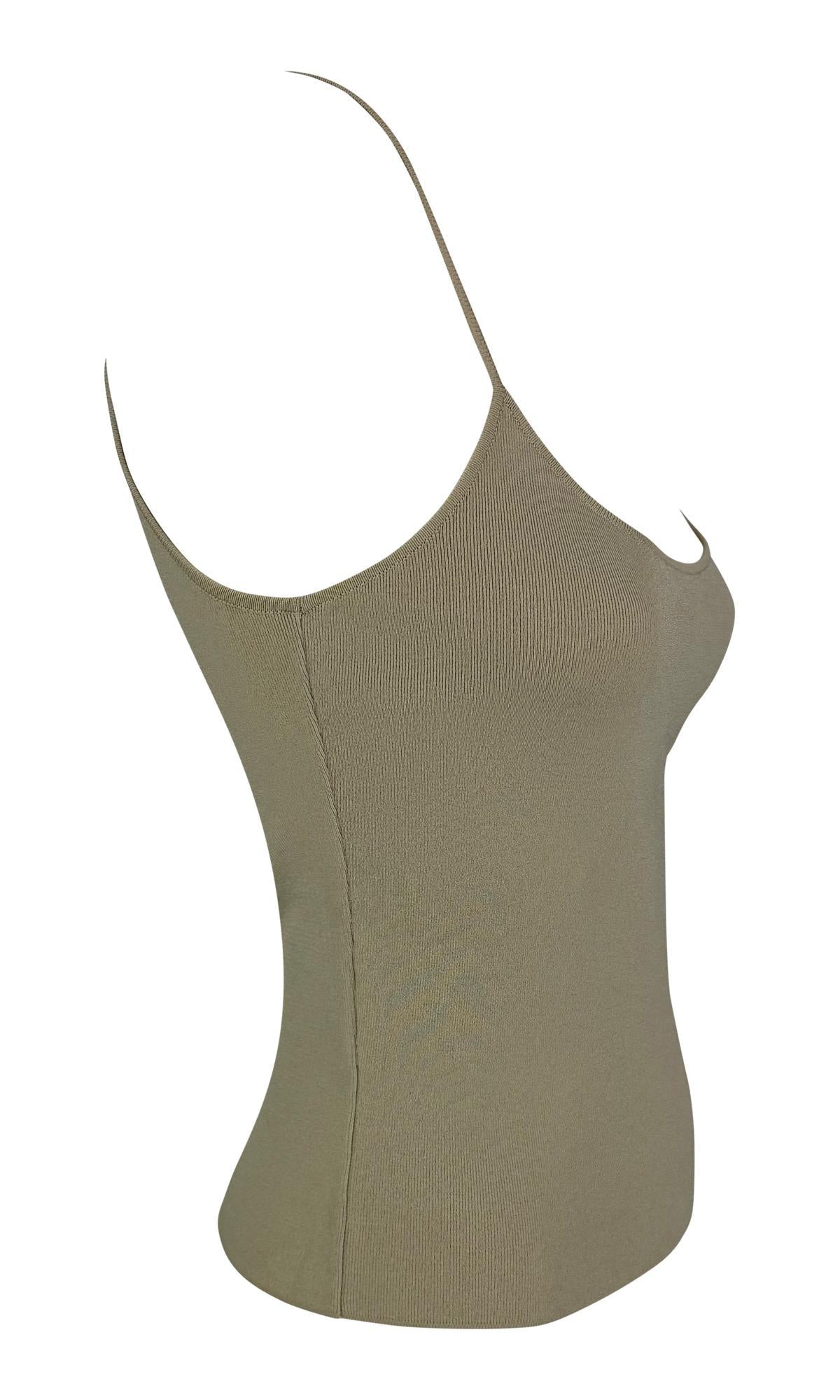 S/S 2005 Valentino Garavani Faux Pearl Sage Green Taupe Cardigan Tank Knit Set - RealList