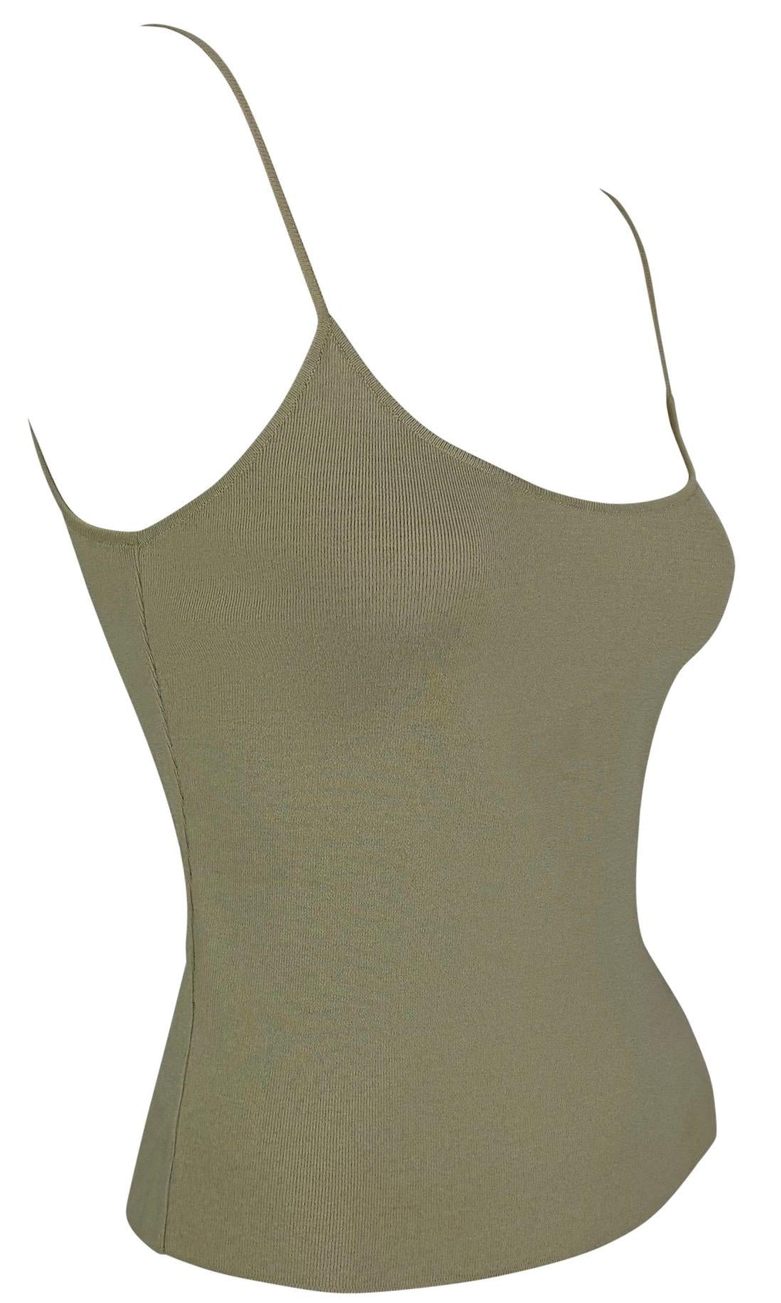 S/S 2005 Valentino Garavani Faux Pearl Sage Green Taupe Cardigan Tank Knit Set - RealList