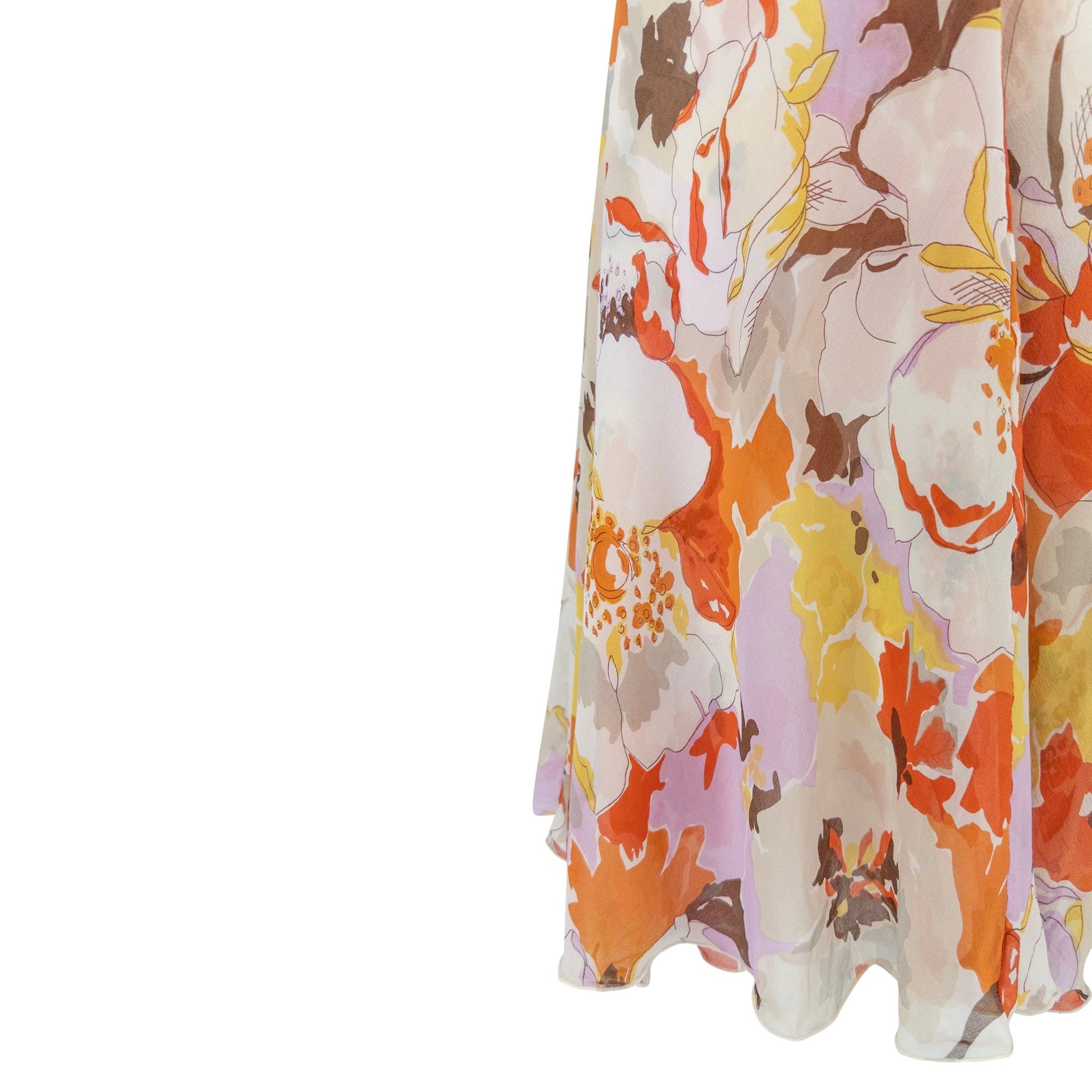 S/S 2005 Valentino Runway Plunging Pink Orange Floral Cut Out Twist Dress - RealList