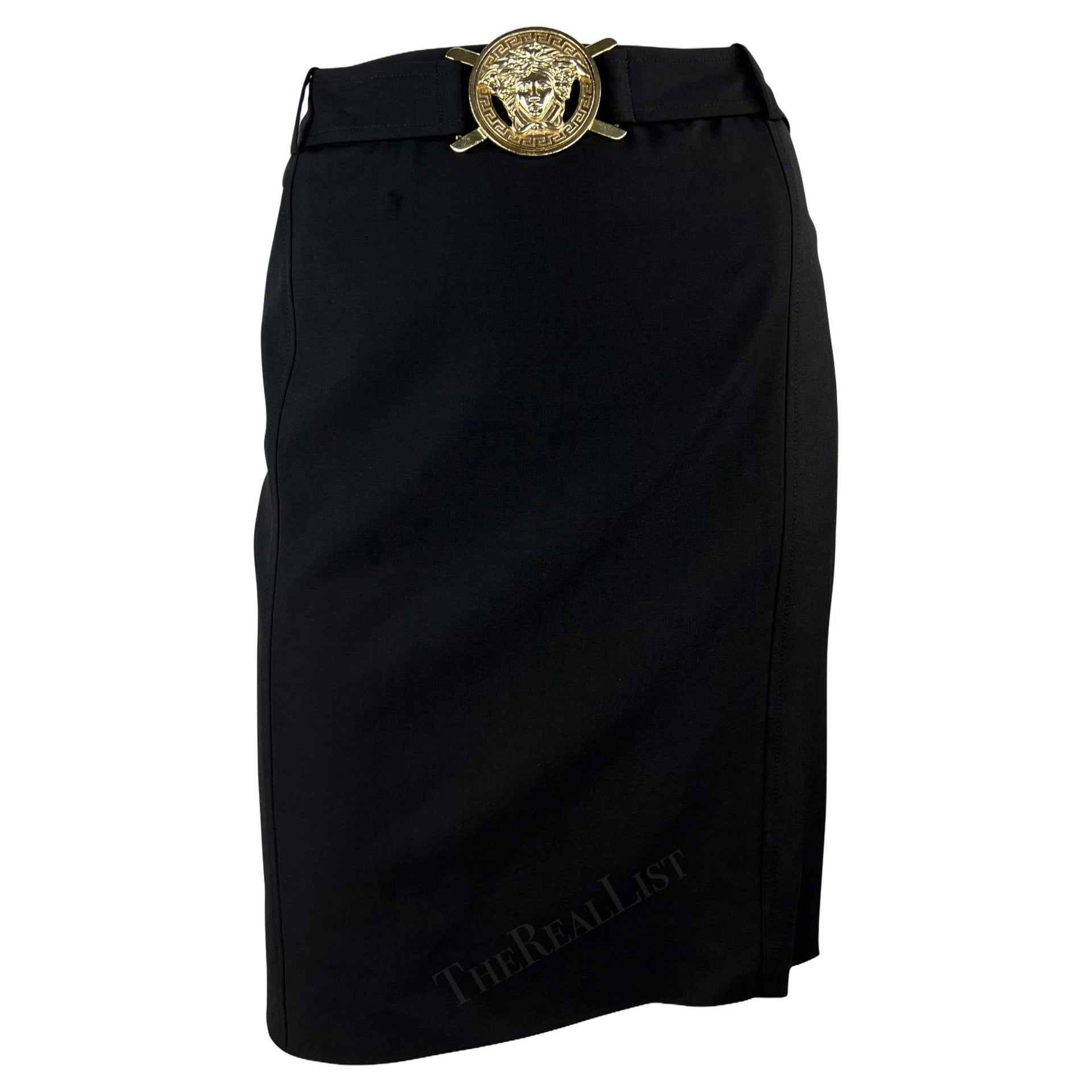 S/S 2005 Versace by Donatella Black Medusa Belt Pencil Skirt - RealList
