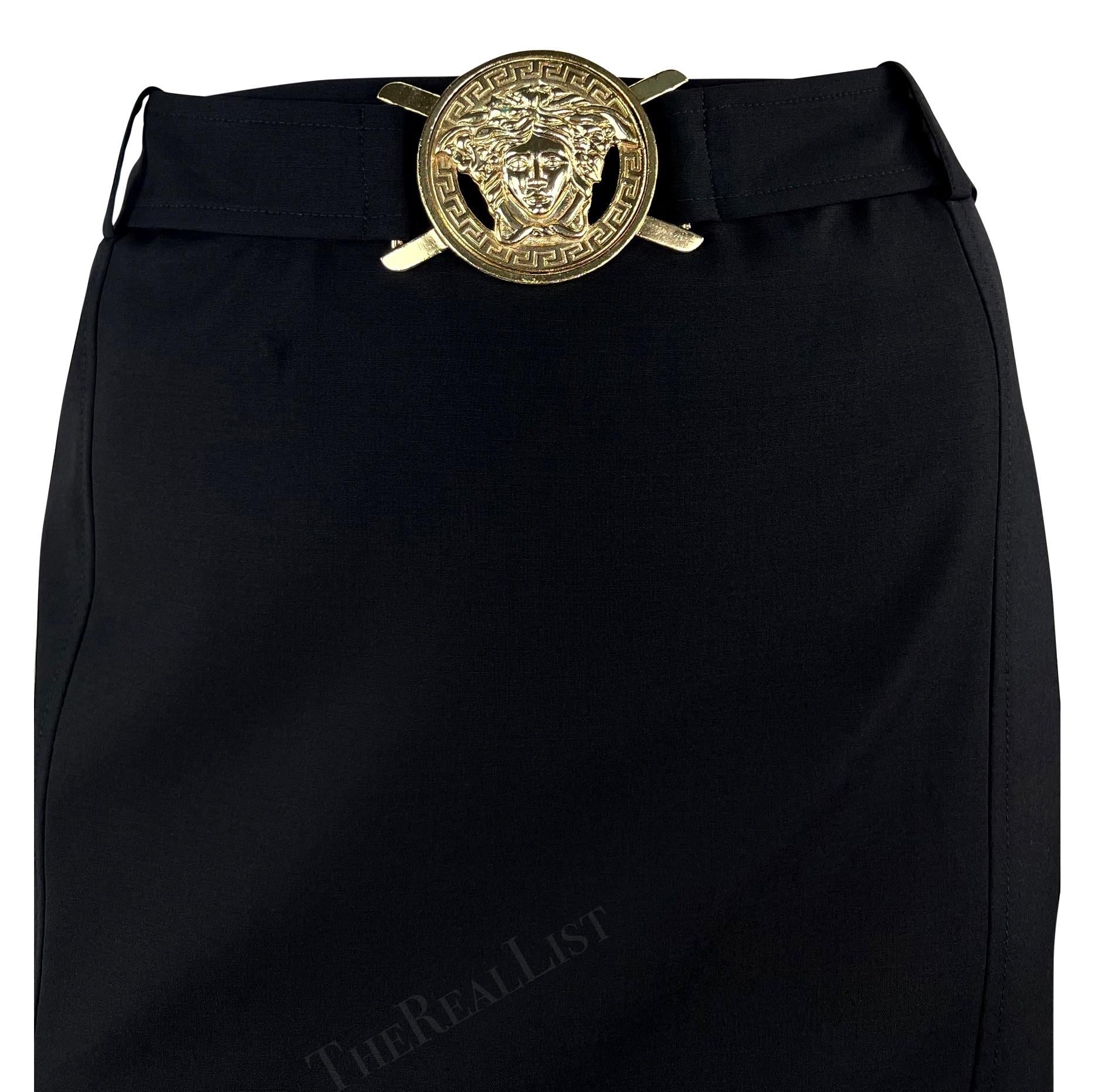 S/S 2005 Versace by Donatella Black Medusa Belt Pencil Skirt - RealList