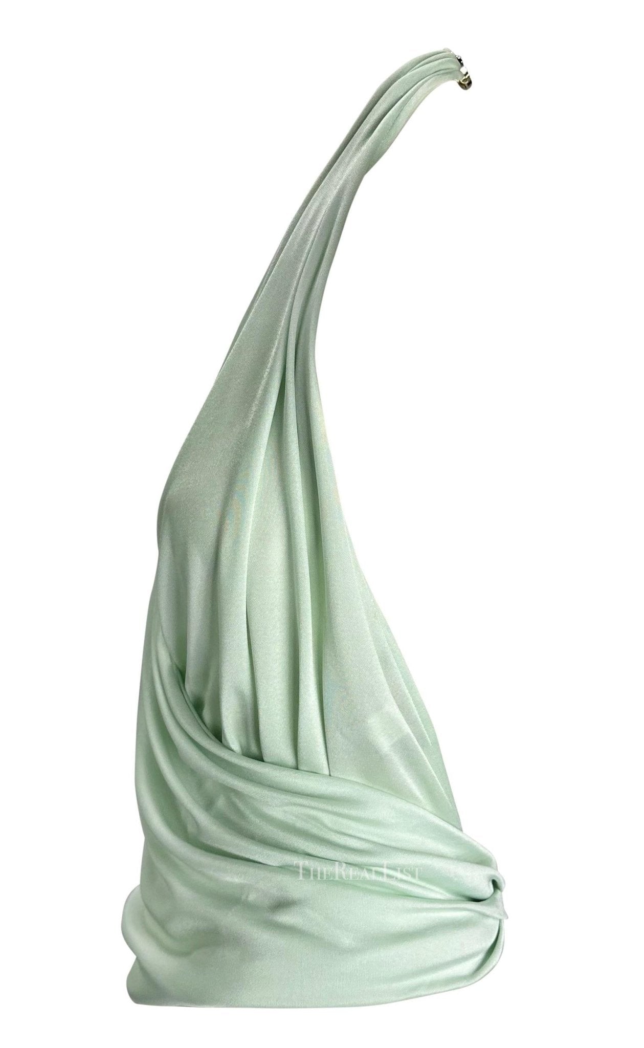 S/S 2005 Versace by Donatella Medusa Medallion Backless Halter Top Blue Blouse - RealList