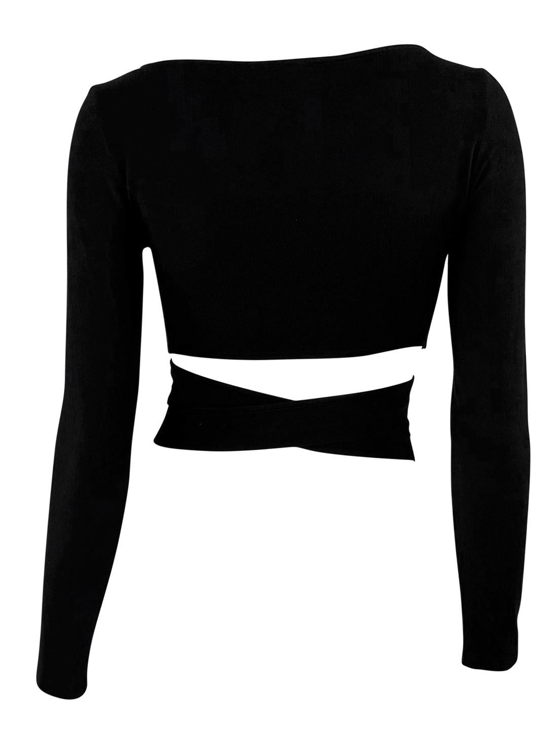 S/S 2005 Versace by Donatella Oversized Medusa Buckle Black Stretch Crop Top - RealList