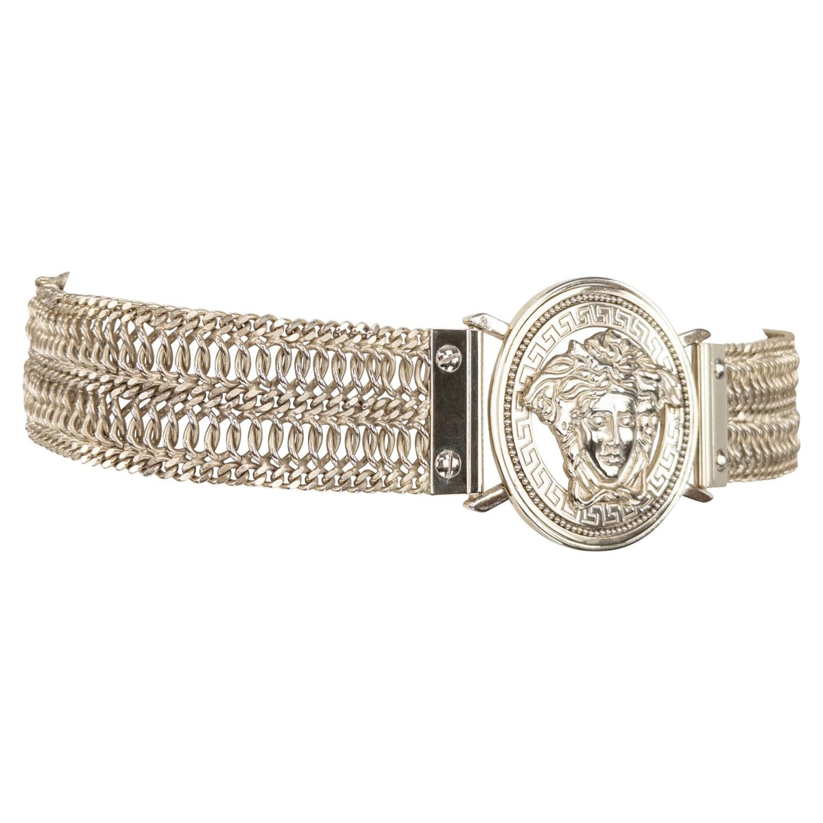 S/S 2005 Versace by Donatella Oversized Medusa Medallion Metal Chain Belt - RealList
