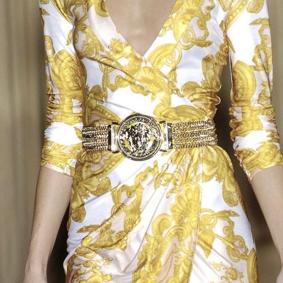 S/S 2005 Versace by Donatella Oversized Medusa Medallion Metal Chain Belt - RealList