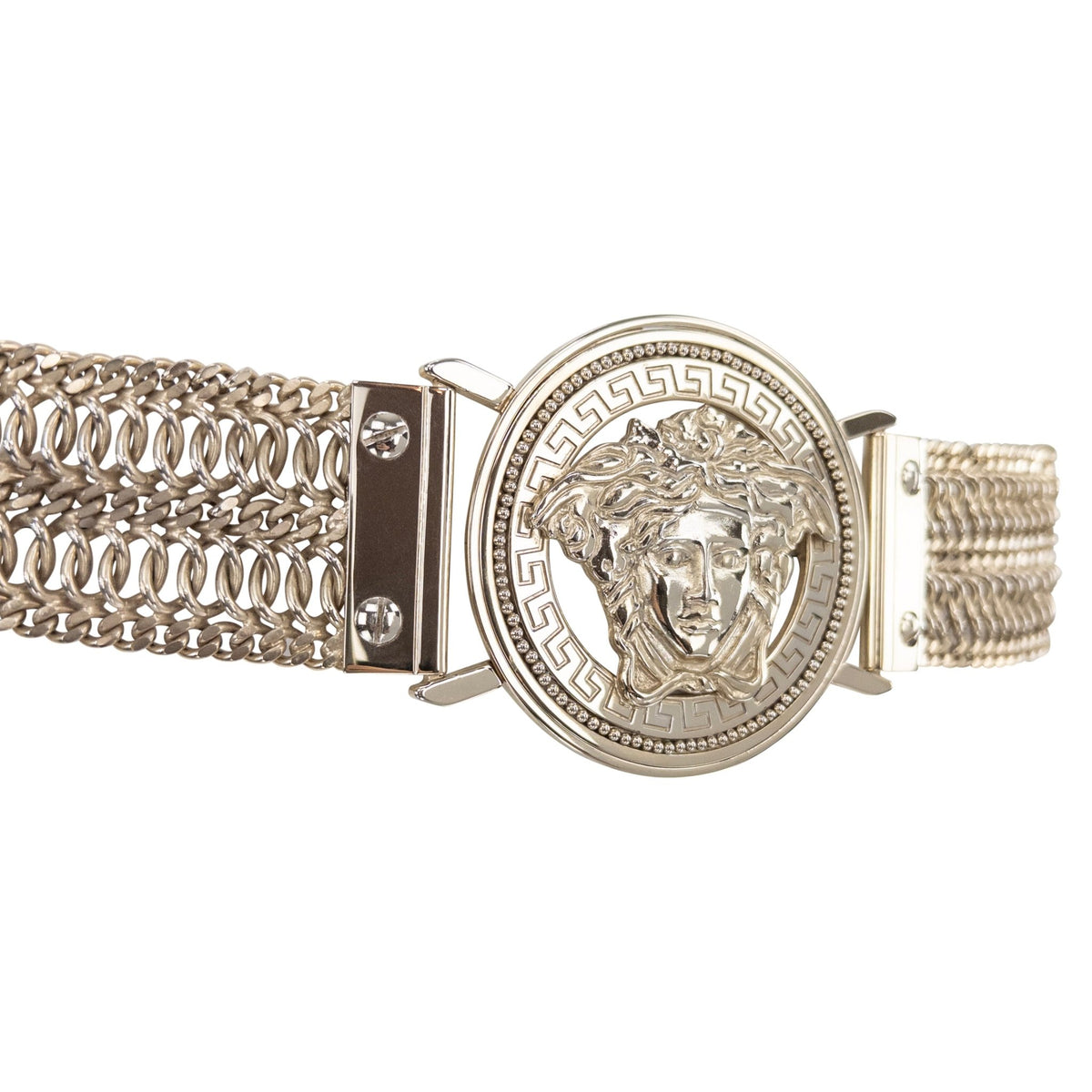 S/S 2005 Versace by Donatella Oversized Medusa Medallion Metal Chain Belt - RealList