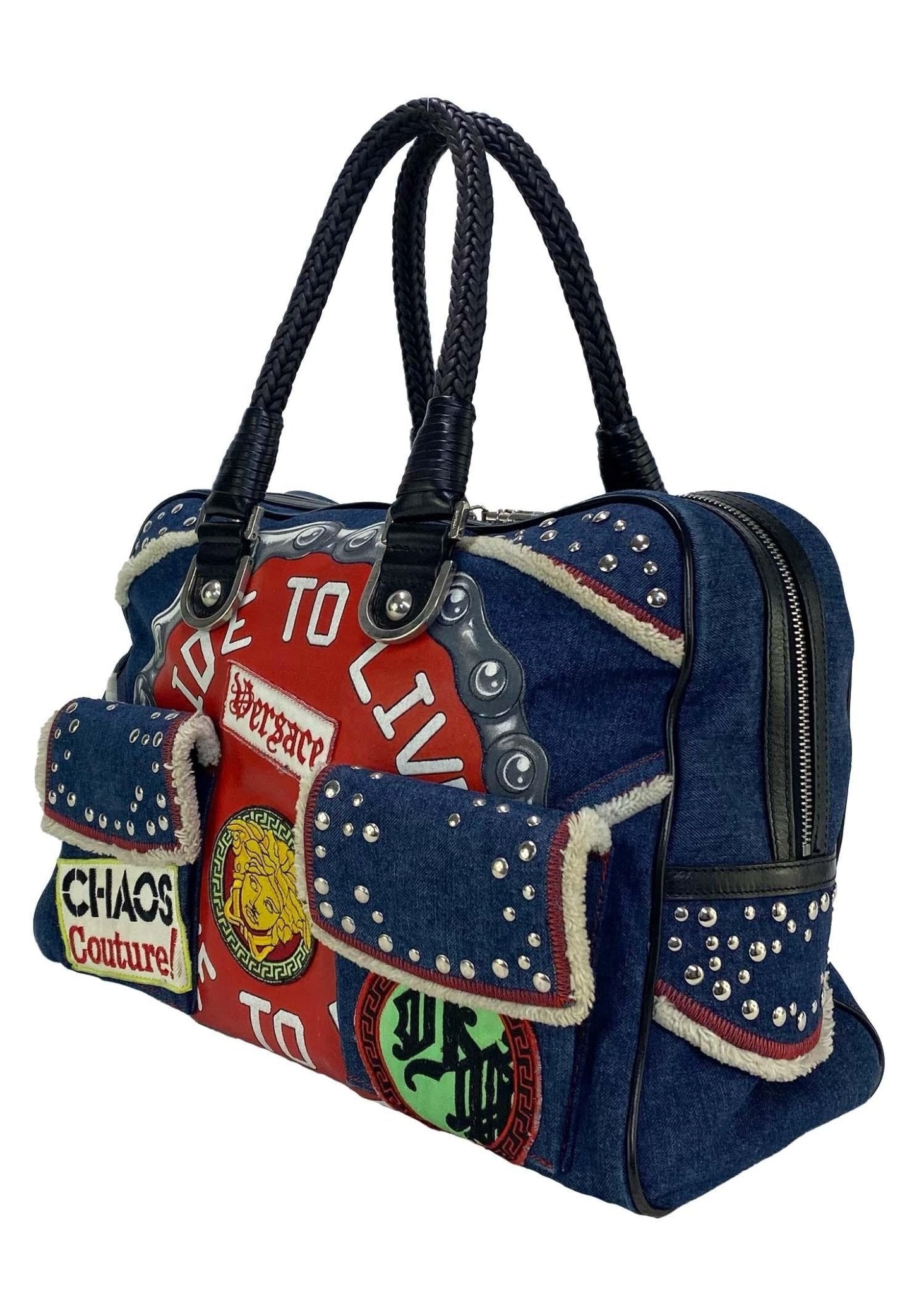 S/S 2005 Versace by Donatella Versace Chaos Couture Denim Bag Runway - RealList