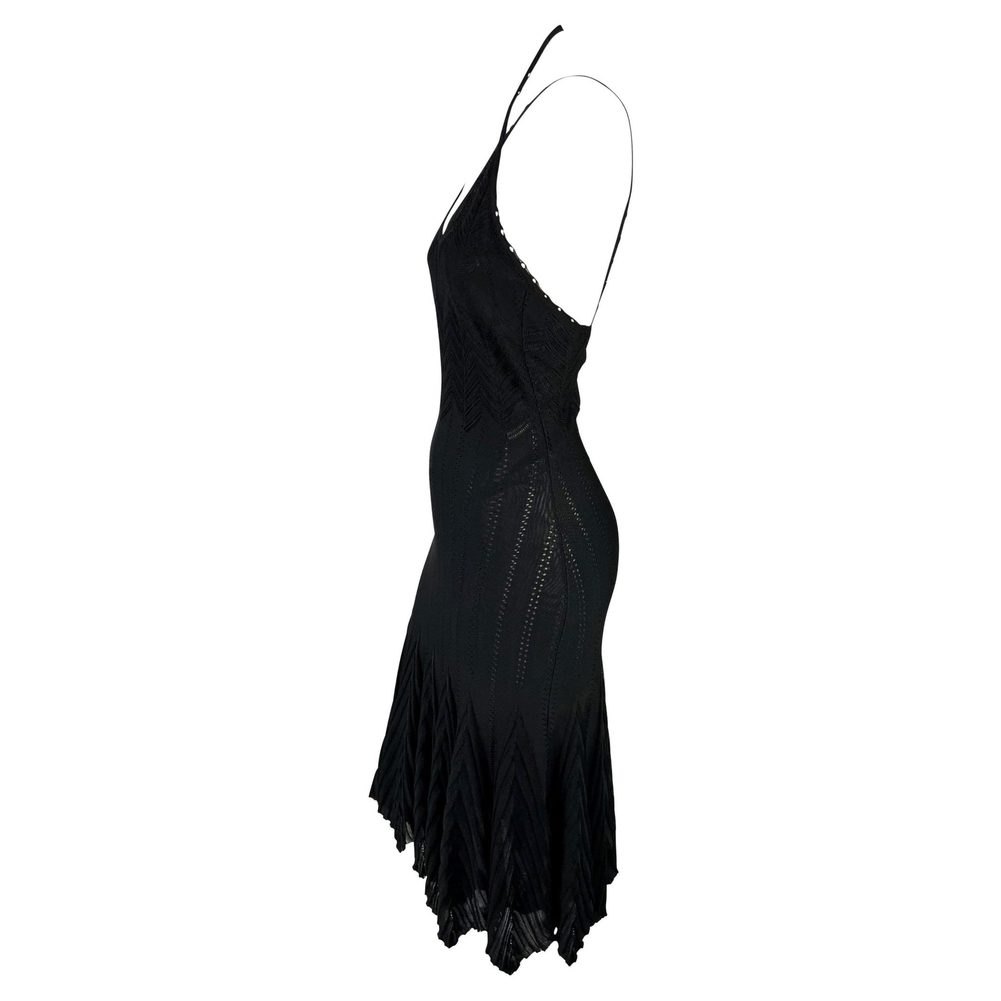 S/S 2006 Christian Dior by John Galliano Sheer Stretch Knit Black Flare Dress - RealList