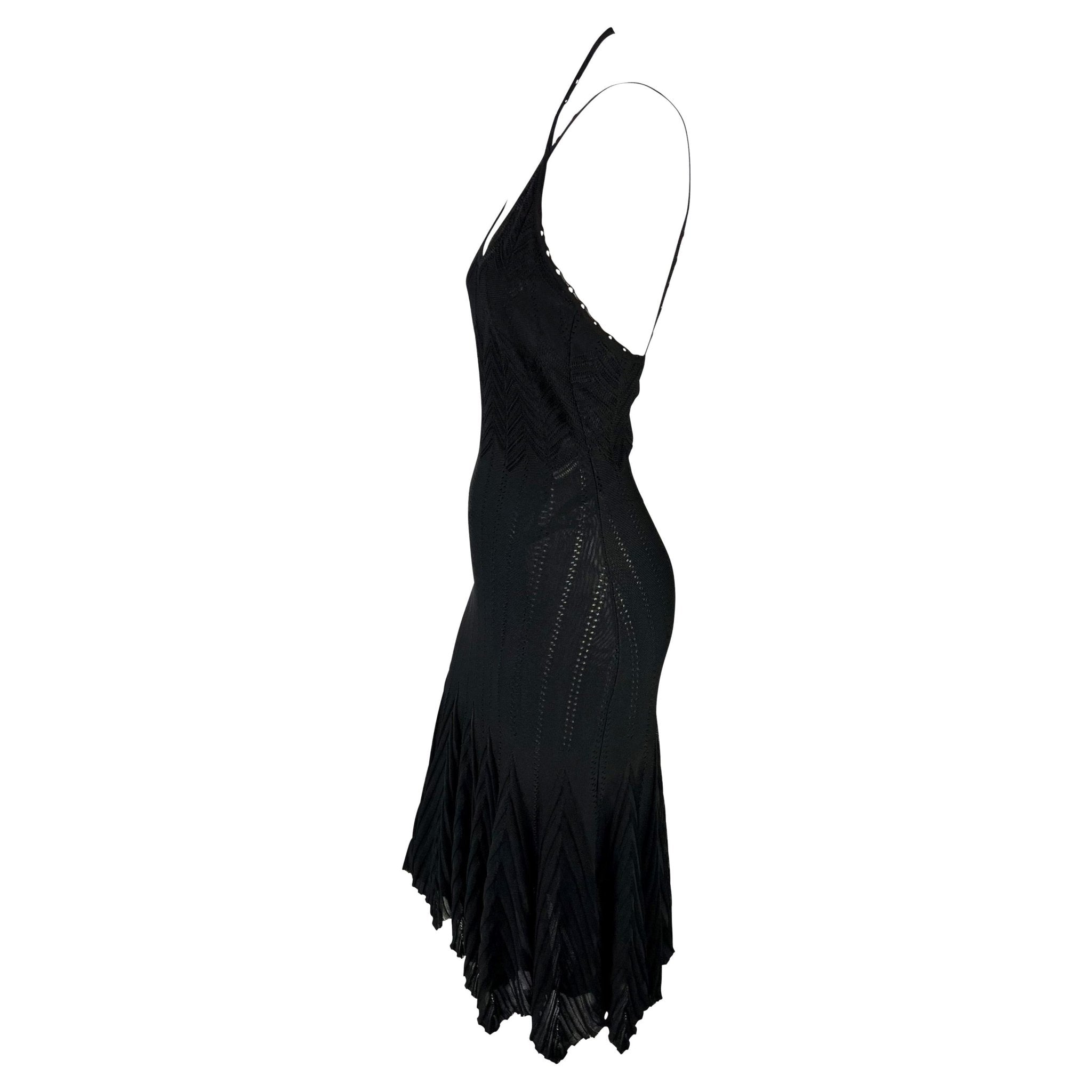 S/S 2006 Christian Dior by John Galliano Sheer Stretch Knit Black Flare Dress - RealList