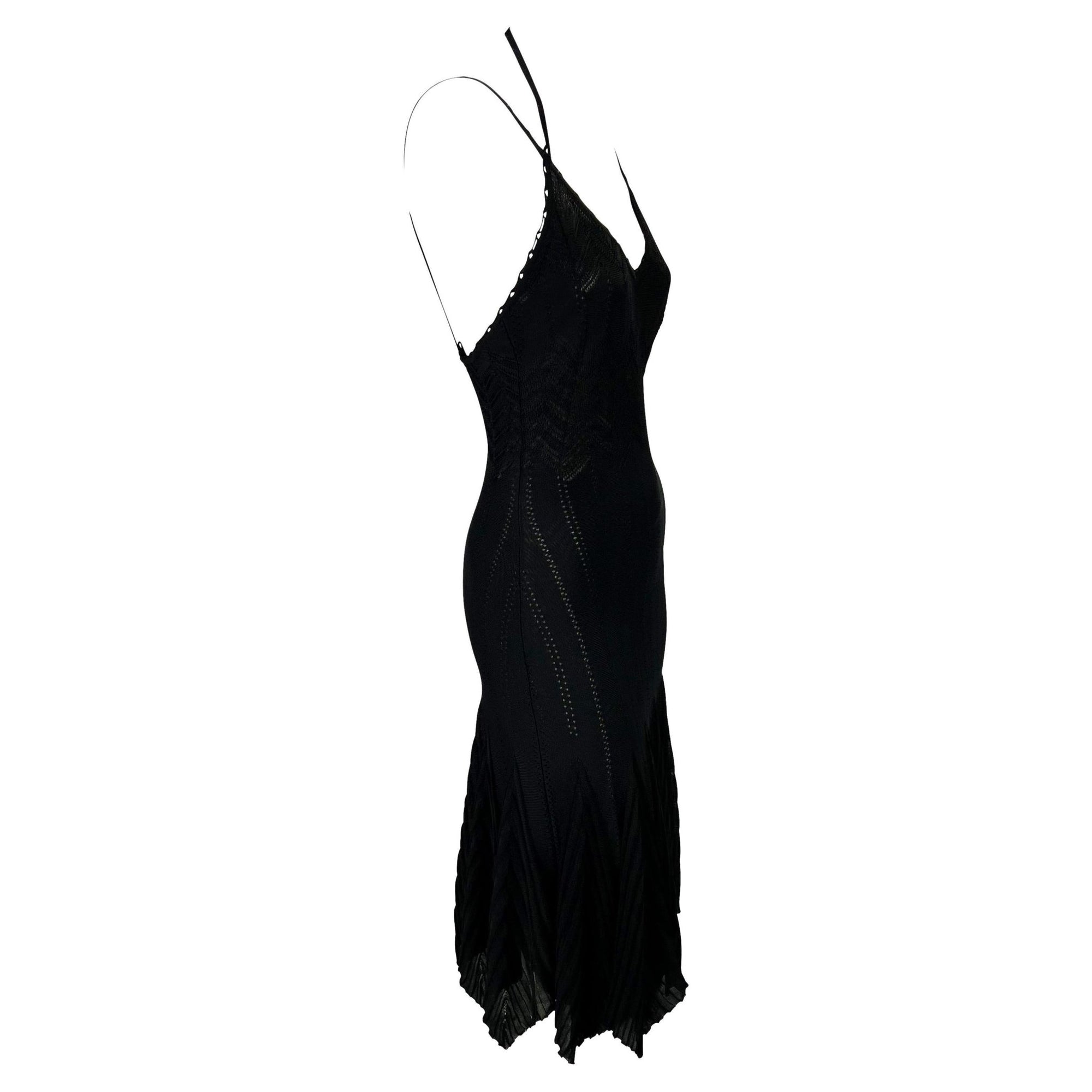S/S 2006 Christian Dior by John Galliano Sheer Stretch Knit Black Flare Dress - RealList