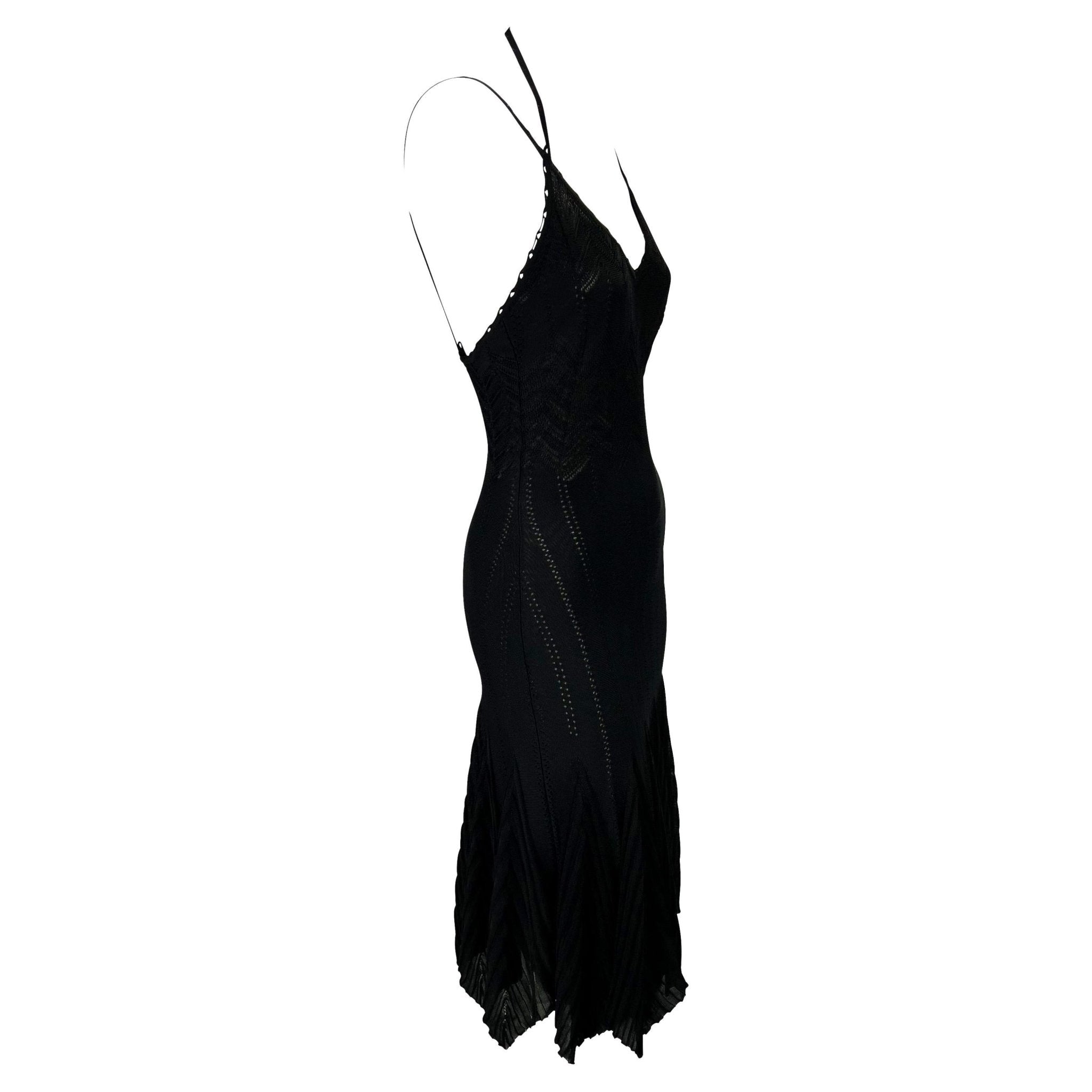 S/S 2006 Christian Dior by John Galliano Sheer Stretch Knit Black Flare Dress - RealList