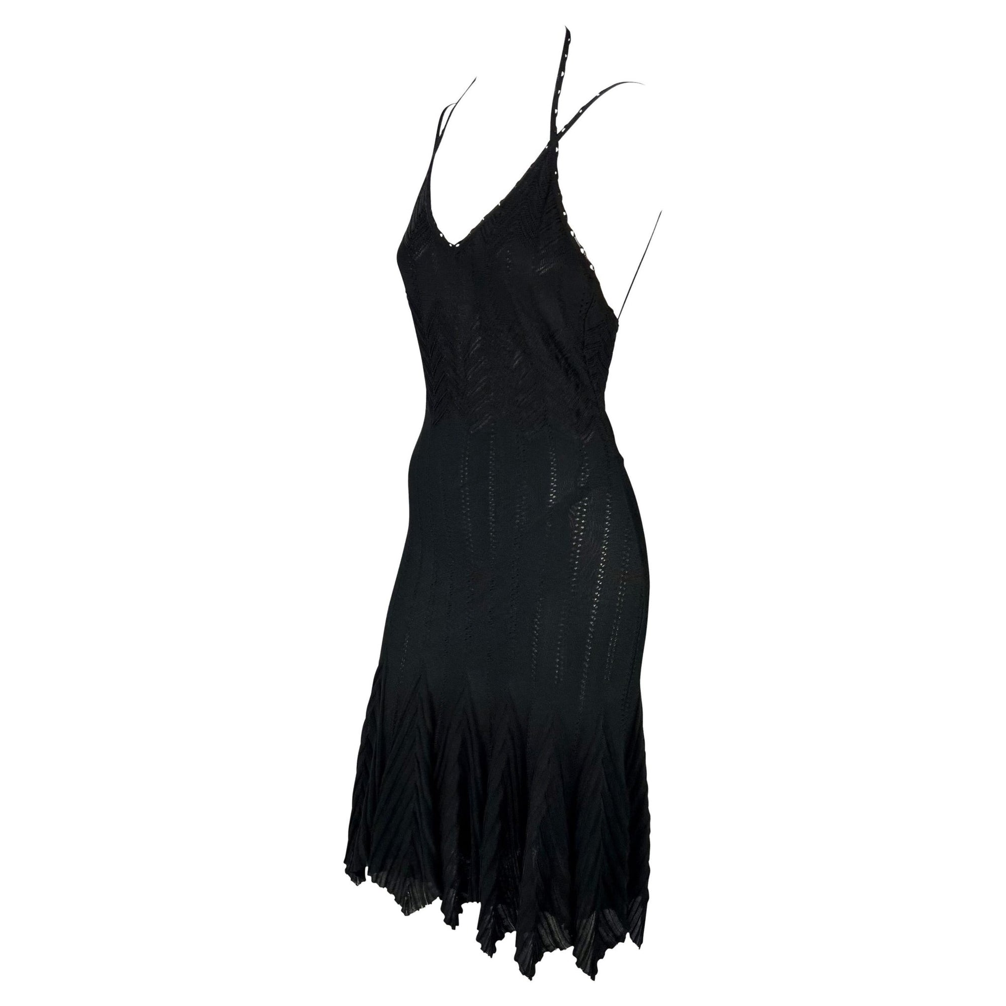 S/S 2006 Christian Dior by John Galliano Sheer Stretch Knit Black Flare Dress - RealList