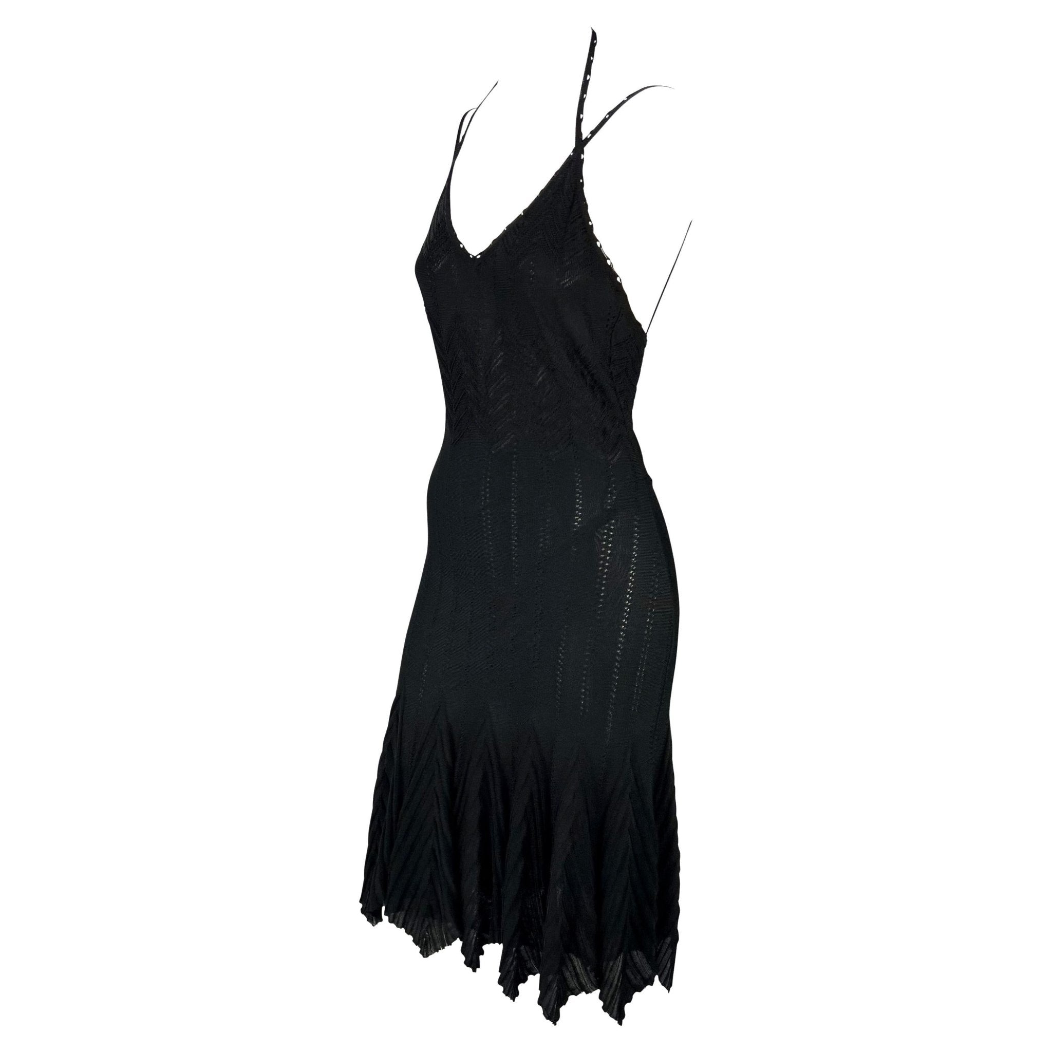 S/S 2006 Christian Dior by John Galliano Sheer Stretch Knit Black Flare Dress - RealList