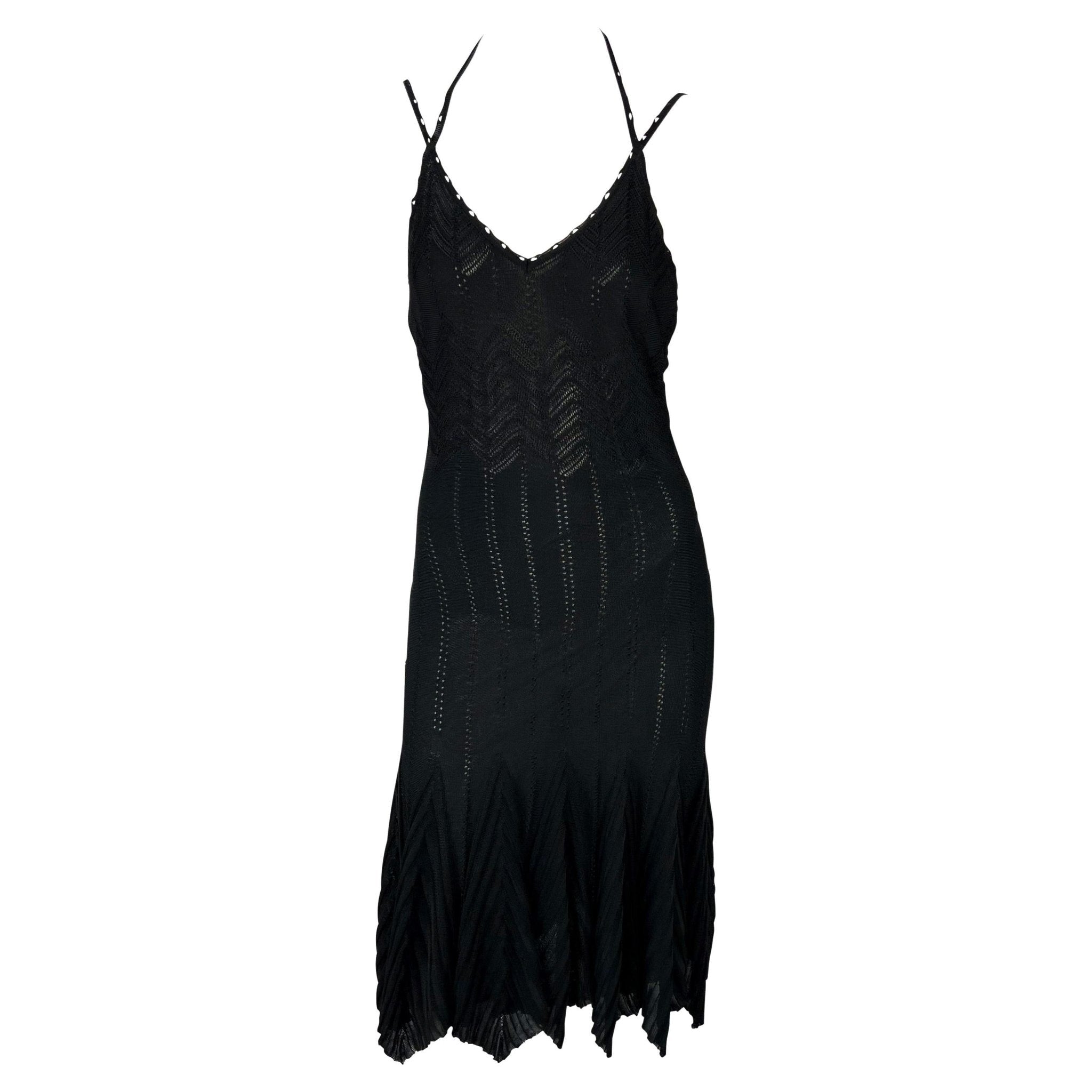 S/S 2006 Christian Dior by John Galliano Sheer Stretch Knit Black Flare Dress - RealList