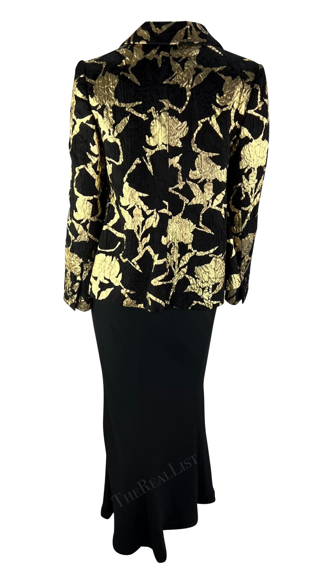 S/S 2006 Christian Dior Haute Couture by Galliano Black Dress Gold Jacket Set - RealList