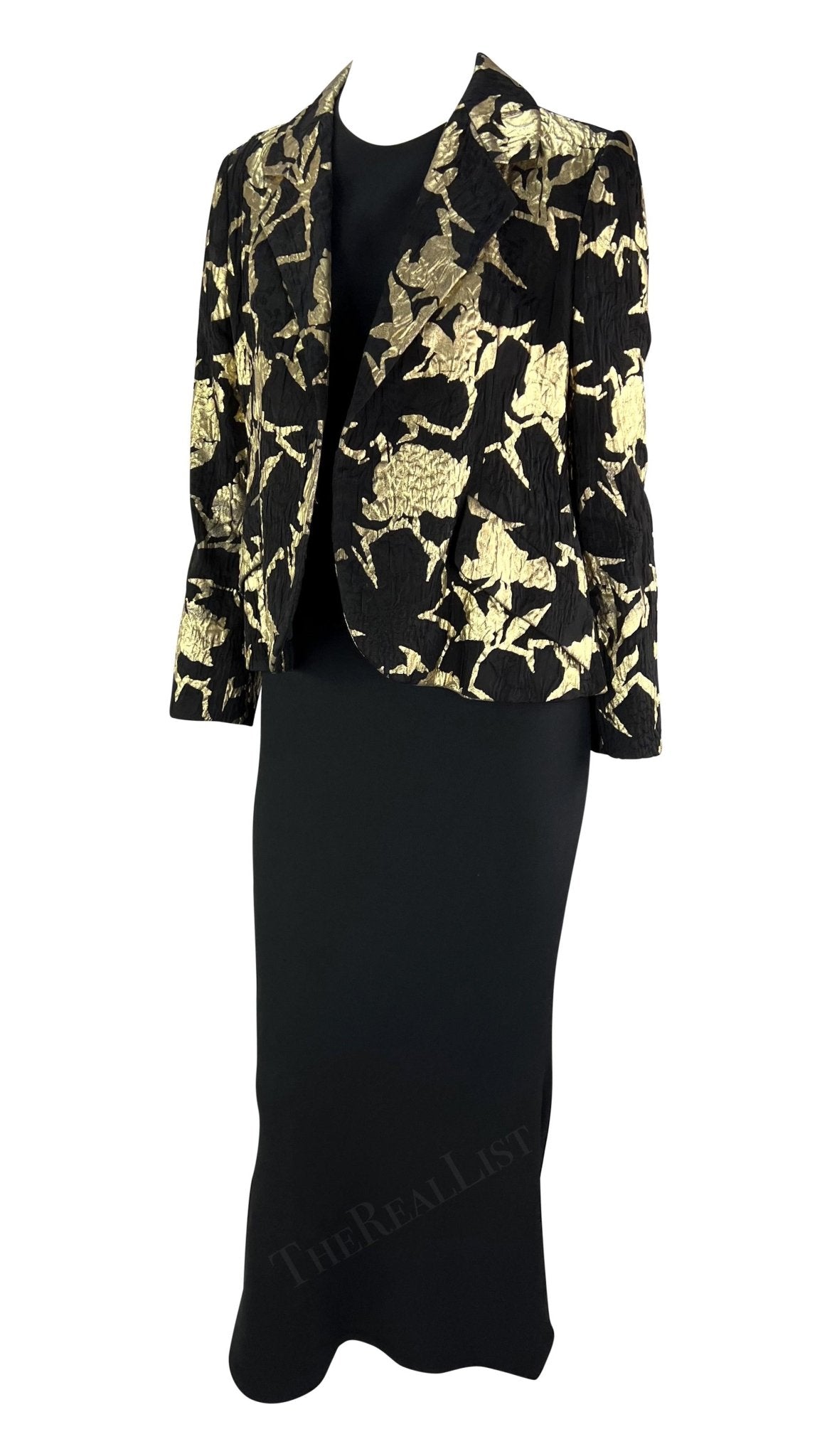S/S 2006 Christian Dior Haute Couture by Galliano Black Dress Gold Jacket Set - RealList