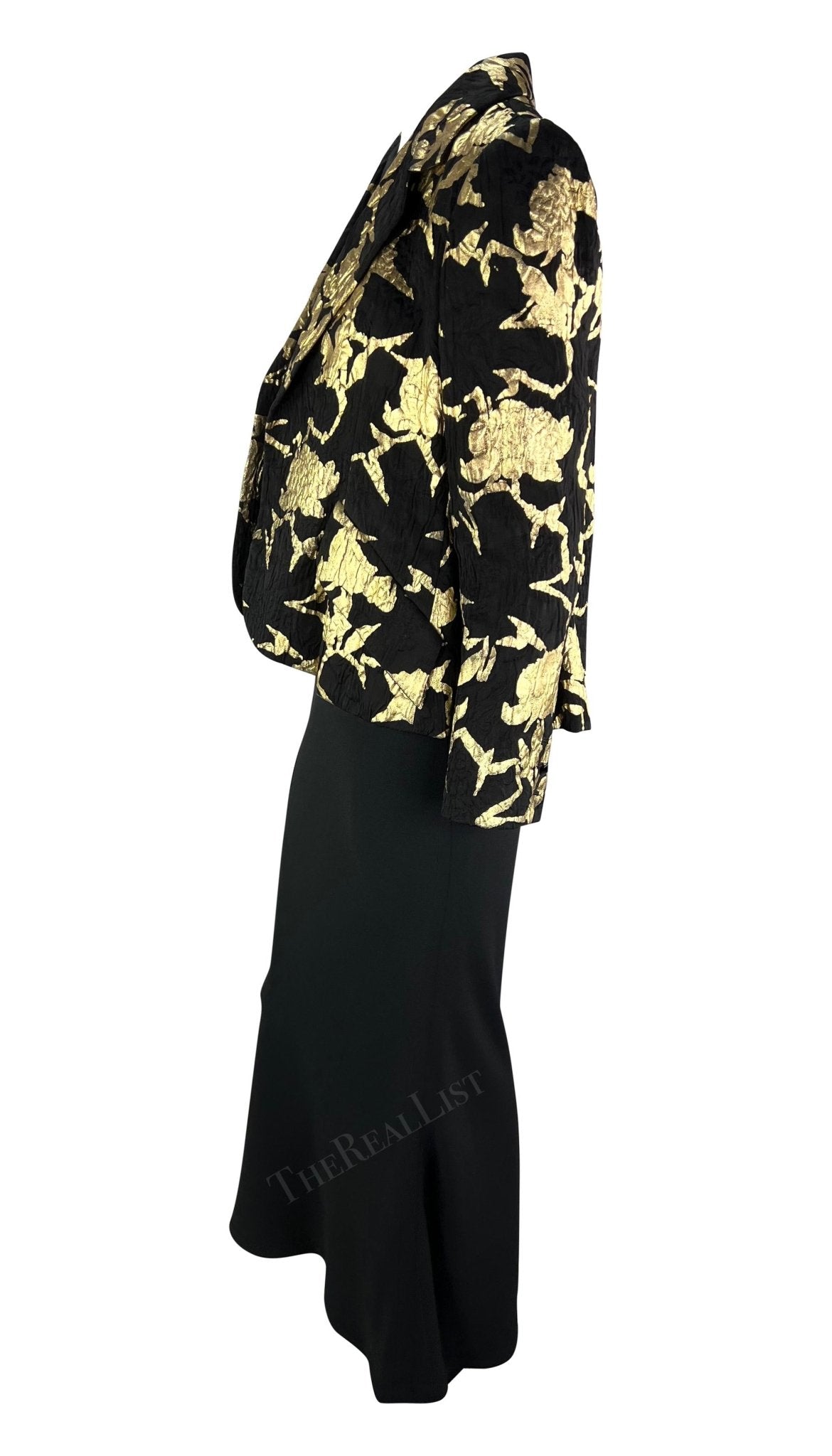 S/S 2006 Christian Dior Haute Couture by Galliano Black Dress Gold Jacket Set - RealList