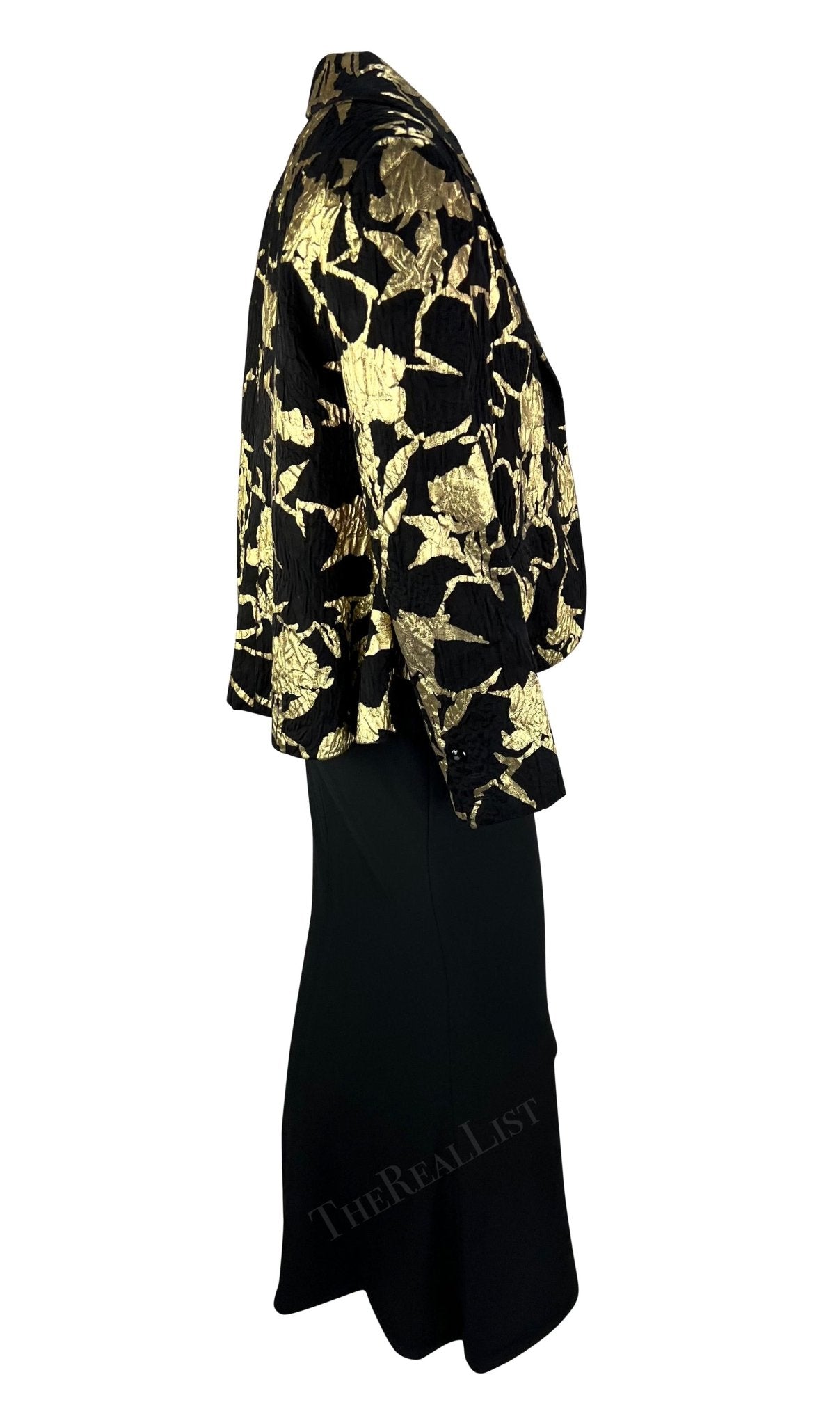 S/S 2006 Christian Dior Haute Couture by Galliano Black Dress Gold Jacket Set - RealList