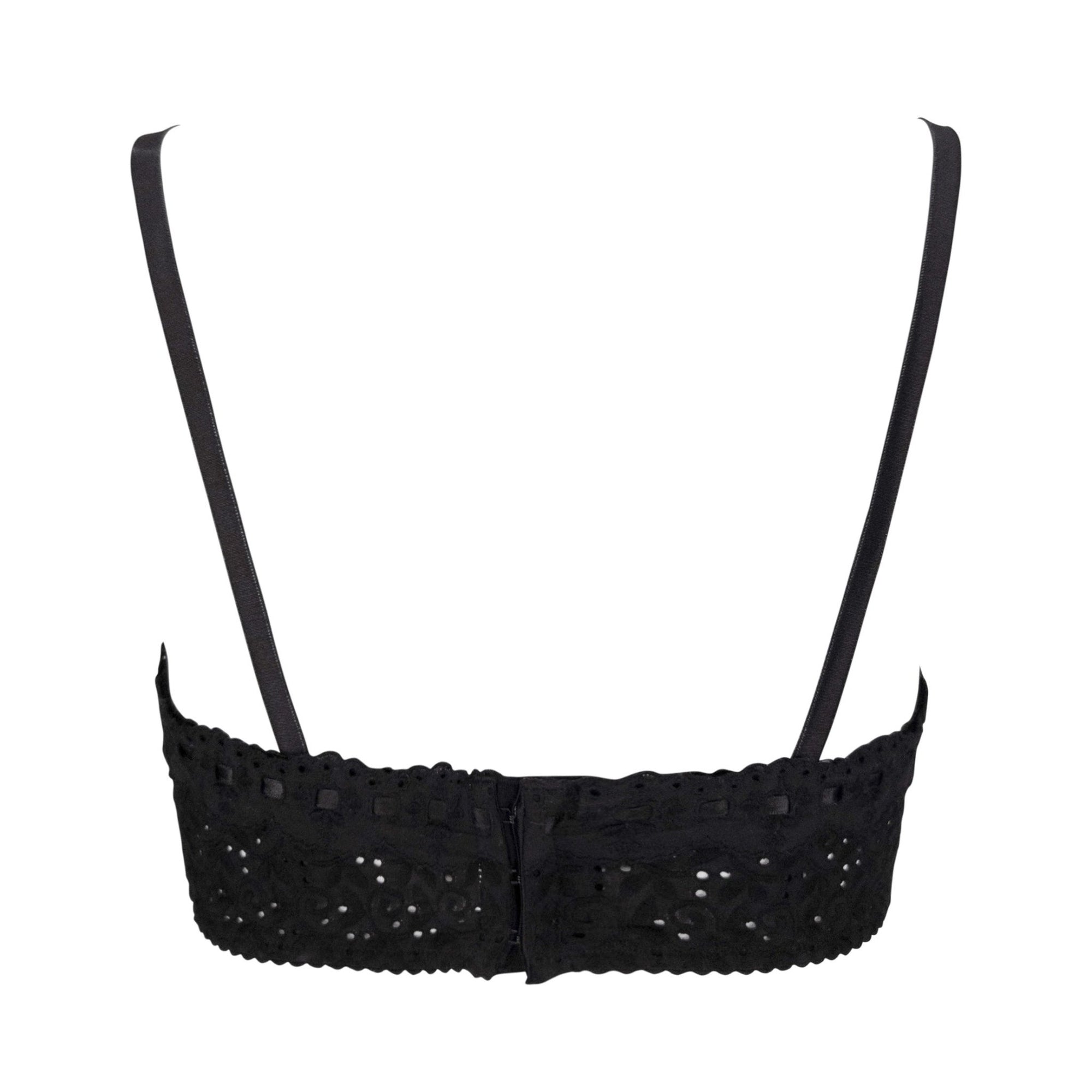 S/S 2006 Dolce & Gabbana Black Lace Ribbon Trim Bralette Crop Top - RealList