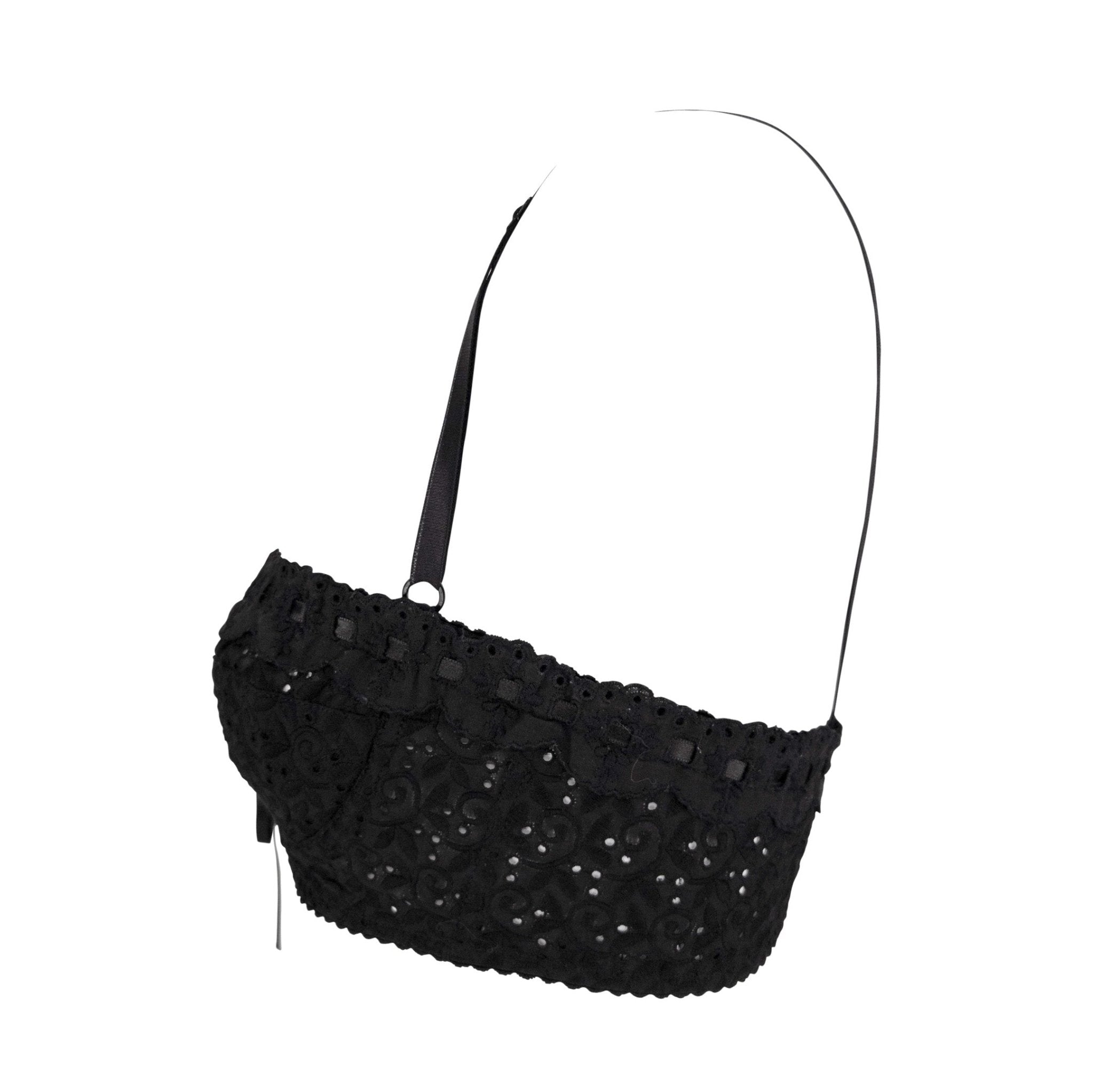 S/S 2006 Dolce & Gabbana Black Lace Ribbon Trim Bralette Crop Top - RealList