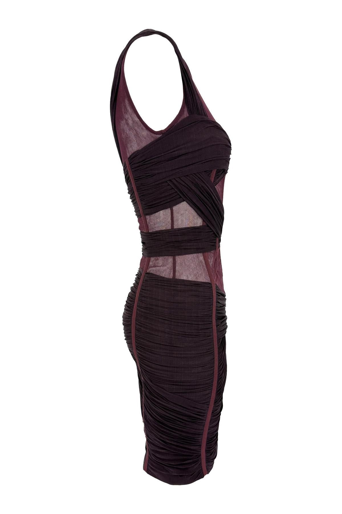S/S 2007 Dolce & Gabbana Runway Sheer Burgundy Corset Boned Dress - RealList