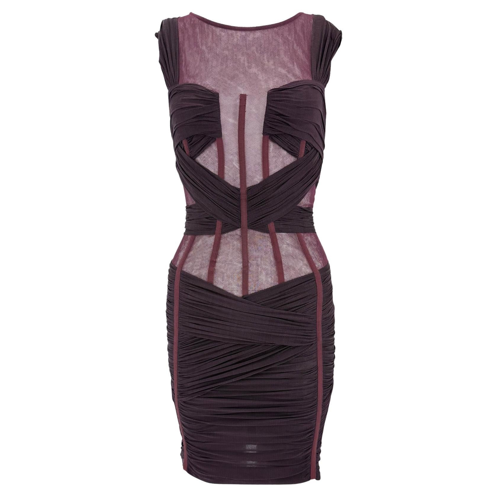 S/S 2007 Dolce & Gabbana Runway Sheer Burgundy Corset Boned Dress - RealList