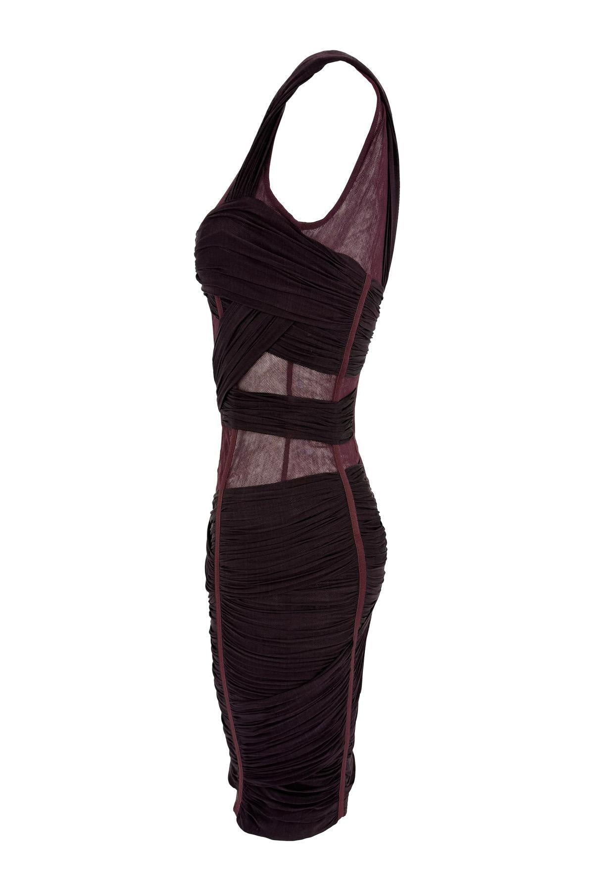 S/S 2007 Dolce & Gabbana Runway Sheer Burgundy Corset Boned Dress - RealList