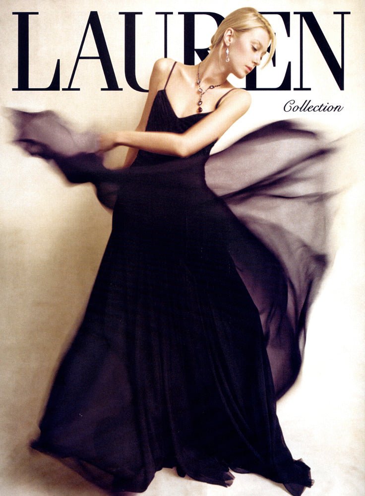 S/S 2007 Ralph Lauren Runway Black Crepe Silk Chiffon Flared Evening Gown - RealList