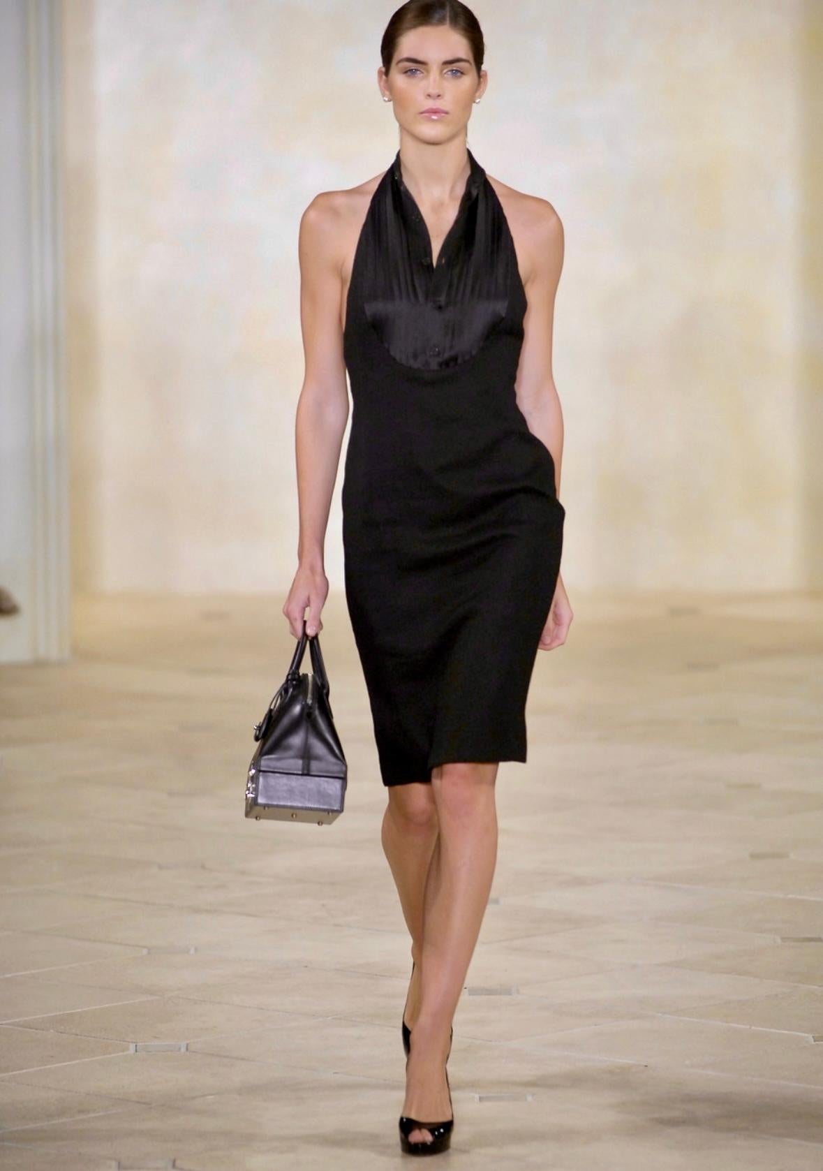 S/S 2007 Ralph Lauren Runway Black Linen Button Up Backless Halter Dress - RealList