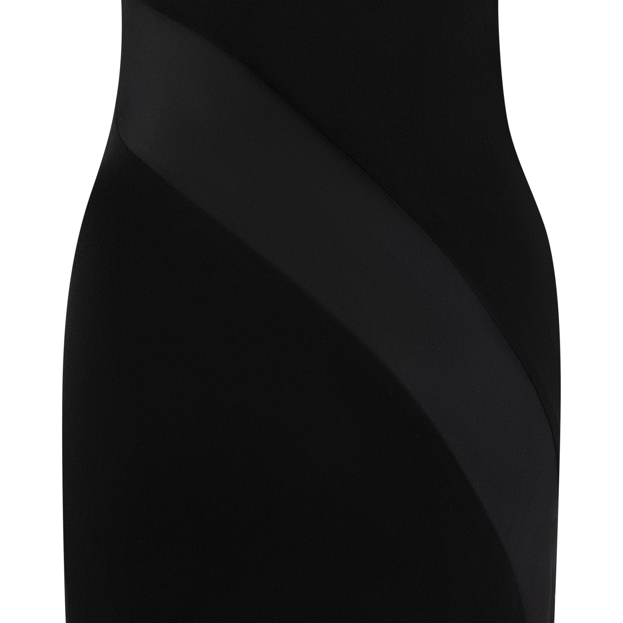 S/S 2007 Versace by Donatella Black Stretch 'V' Buckle Asymmetric Flare Dress - RealList