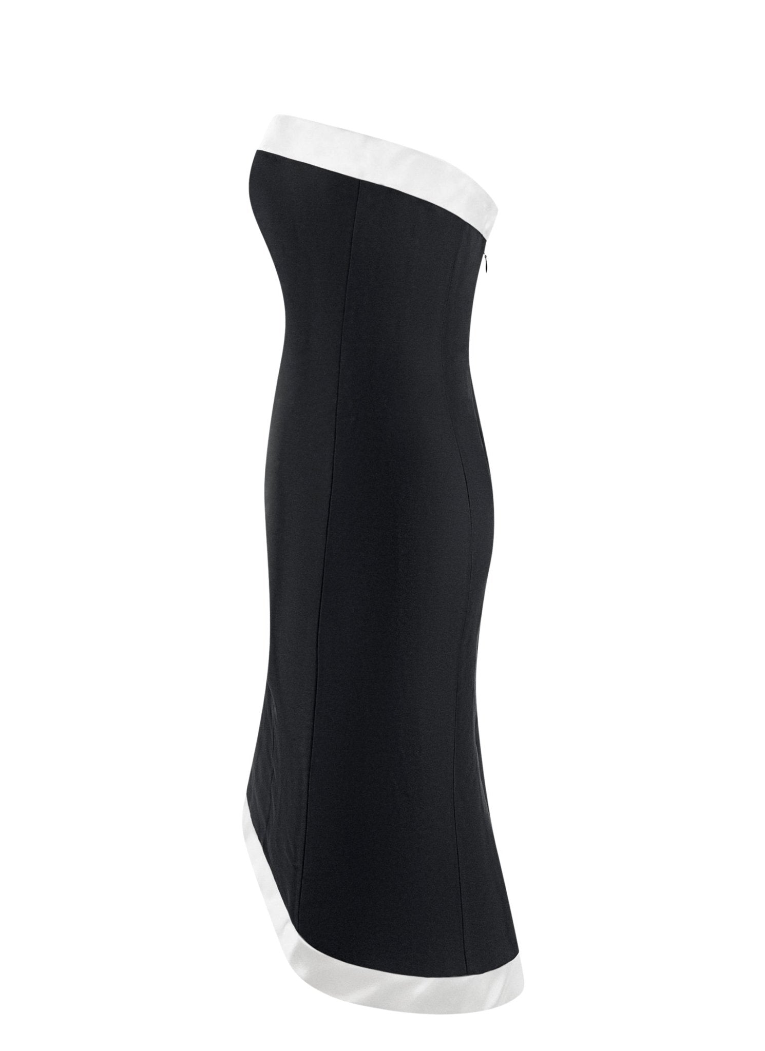 S/S 2008 Ralph Lauren Runway Black Silk Taffeta White Trim Strapless Cocktail Dress - RealList