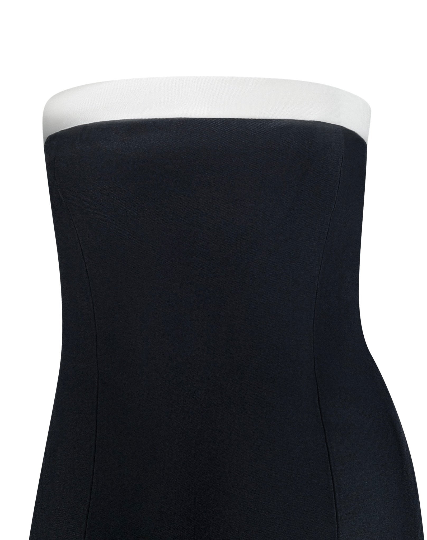 S/S 2008 Ralph Lauren Runway Black Silk Taffeta White Trim Strapless Cocktail Dress - RealList
