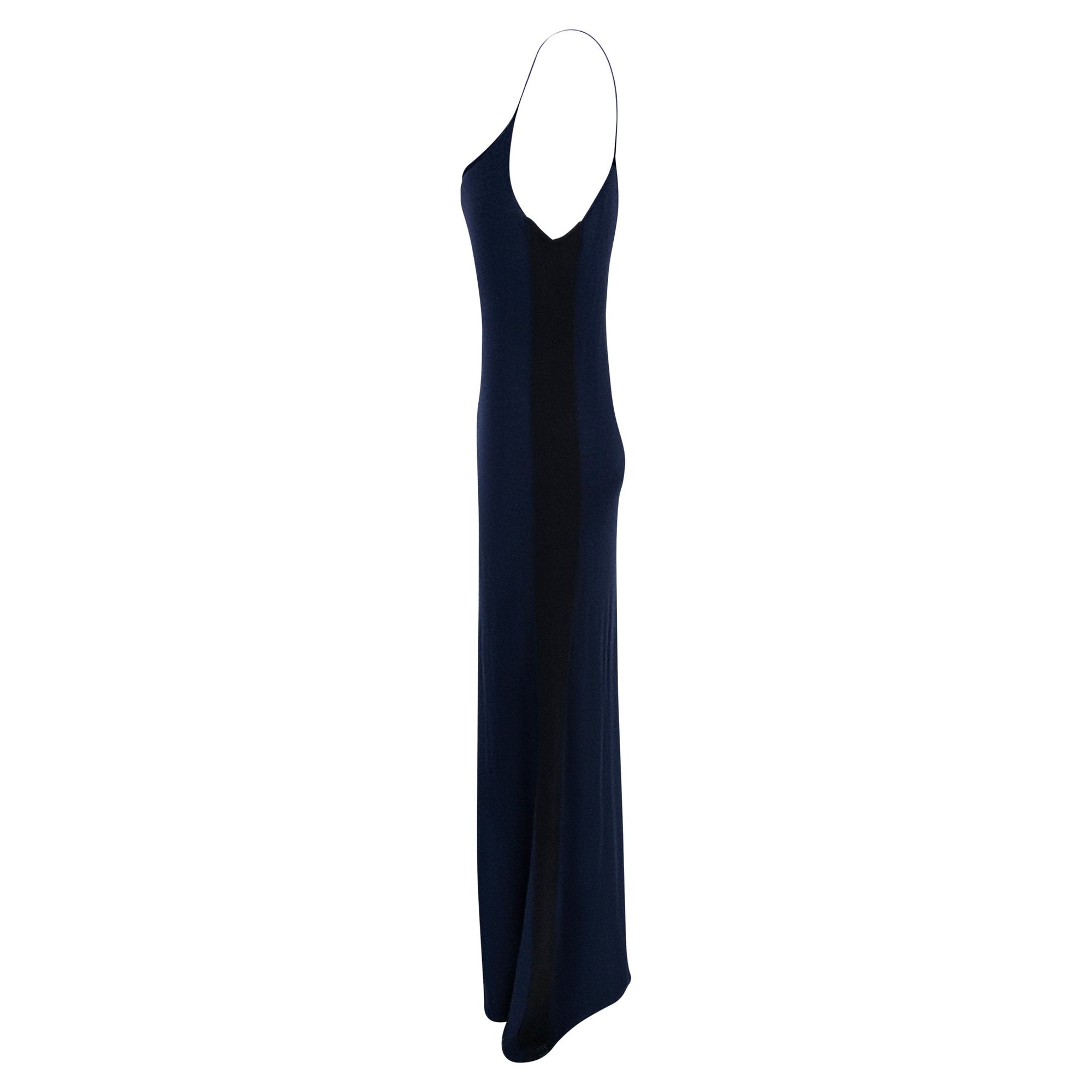 S/S 2009 Chanel by Karl Lagerfeld Navy & Black Cashmere Maxi Slip Dress - RealList