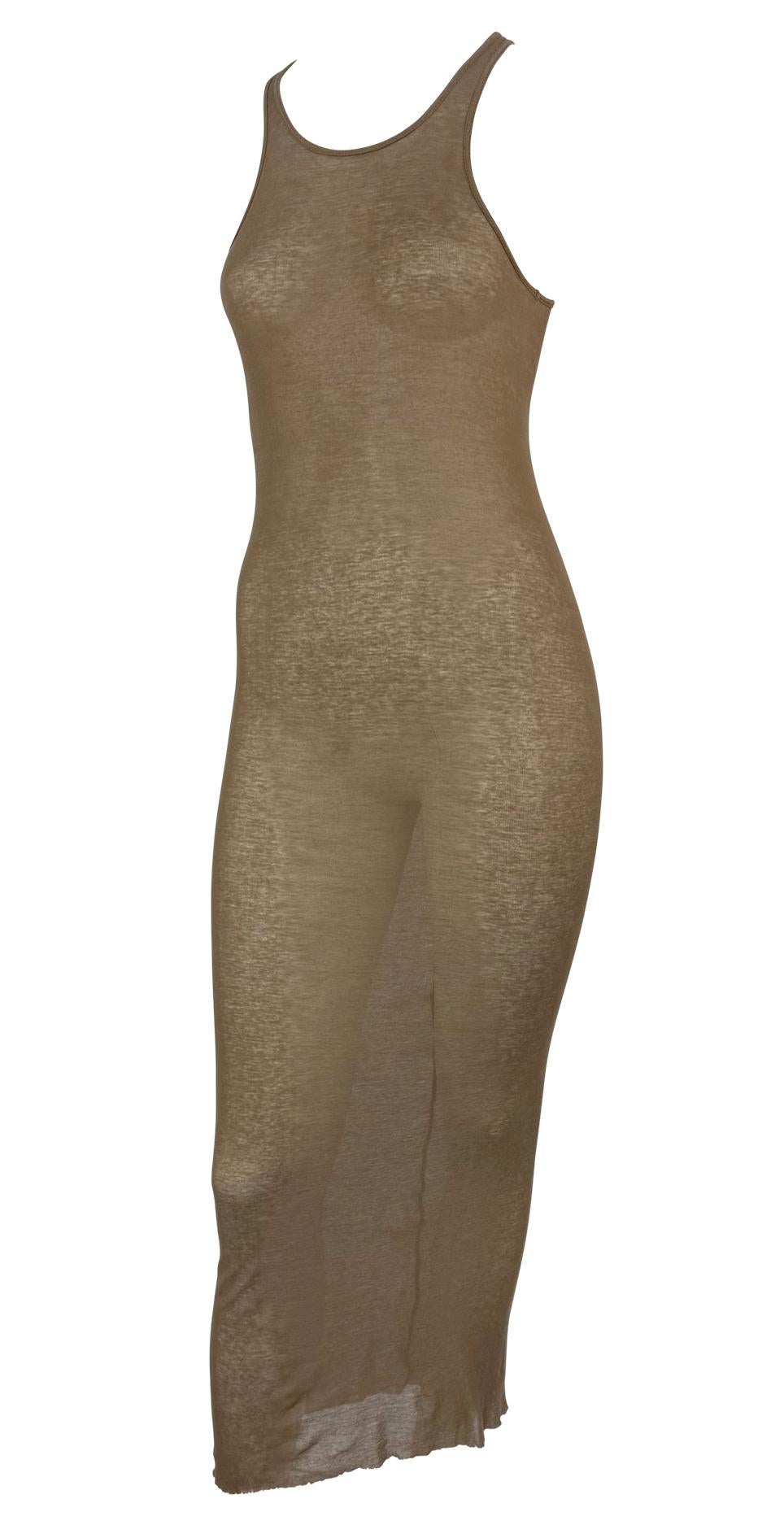 S/S 2009 Rick Owens "Strutter" Collection Sheer Brown Jersey Maxi Dress - RealList