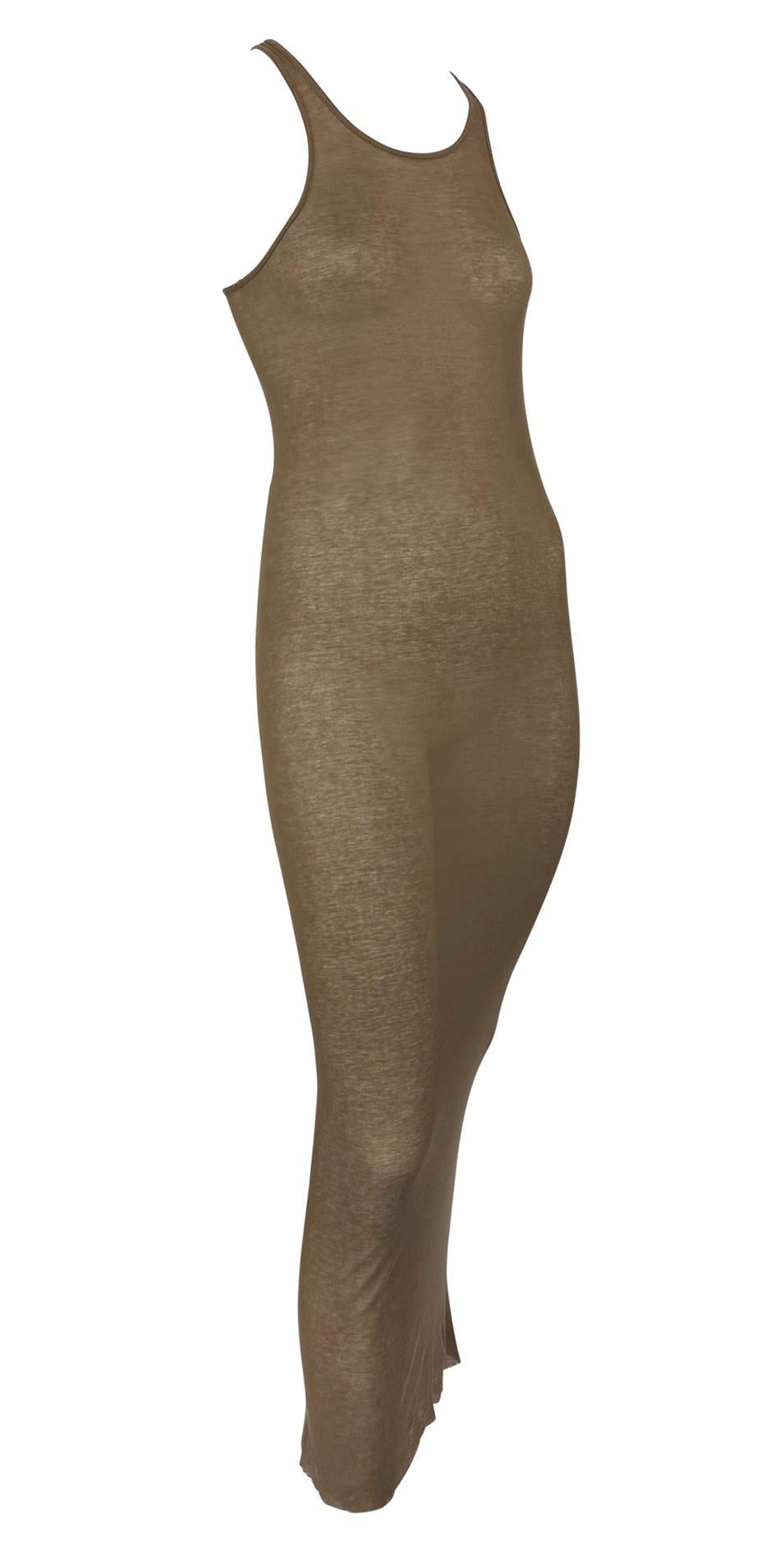 S/S 2009 Rick Owens "Strutter" Collection Sheer Brown Jersey Maxi Dress - RealList