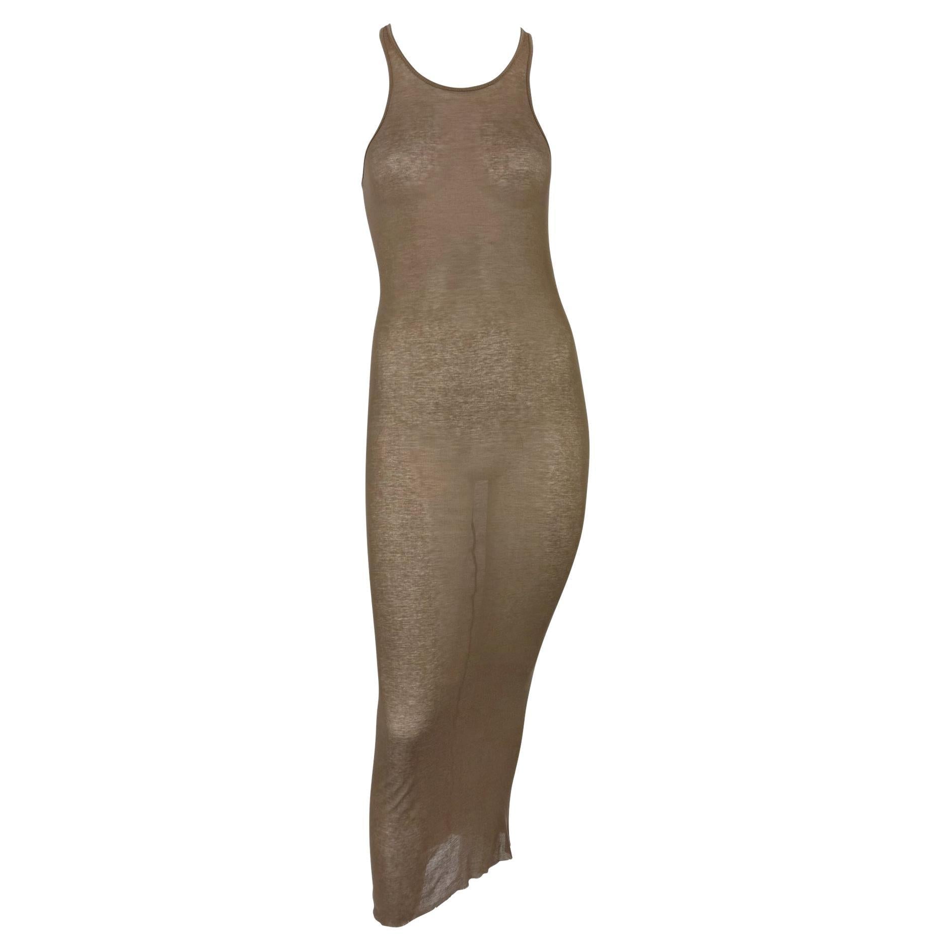 S/S 2009 Rick Owens "Strutter" Collection Sheer Brown Jersey Maxi Dress - RealList