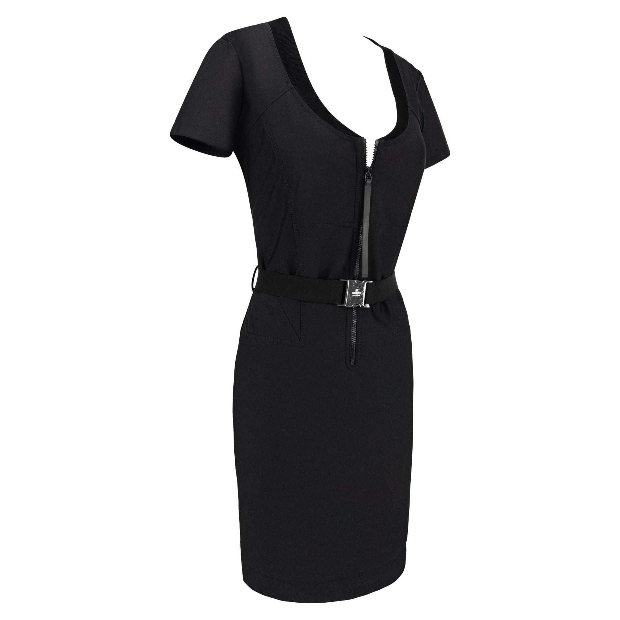 S/S 2010 Gucci Black Bodycon Buckle Belted Short Sleeve Dress - RealList