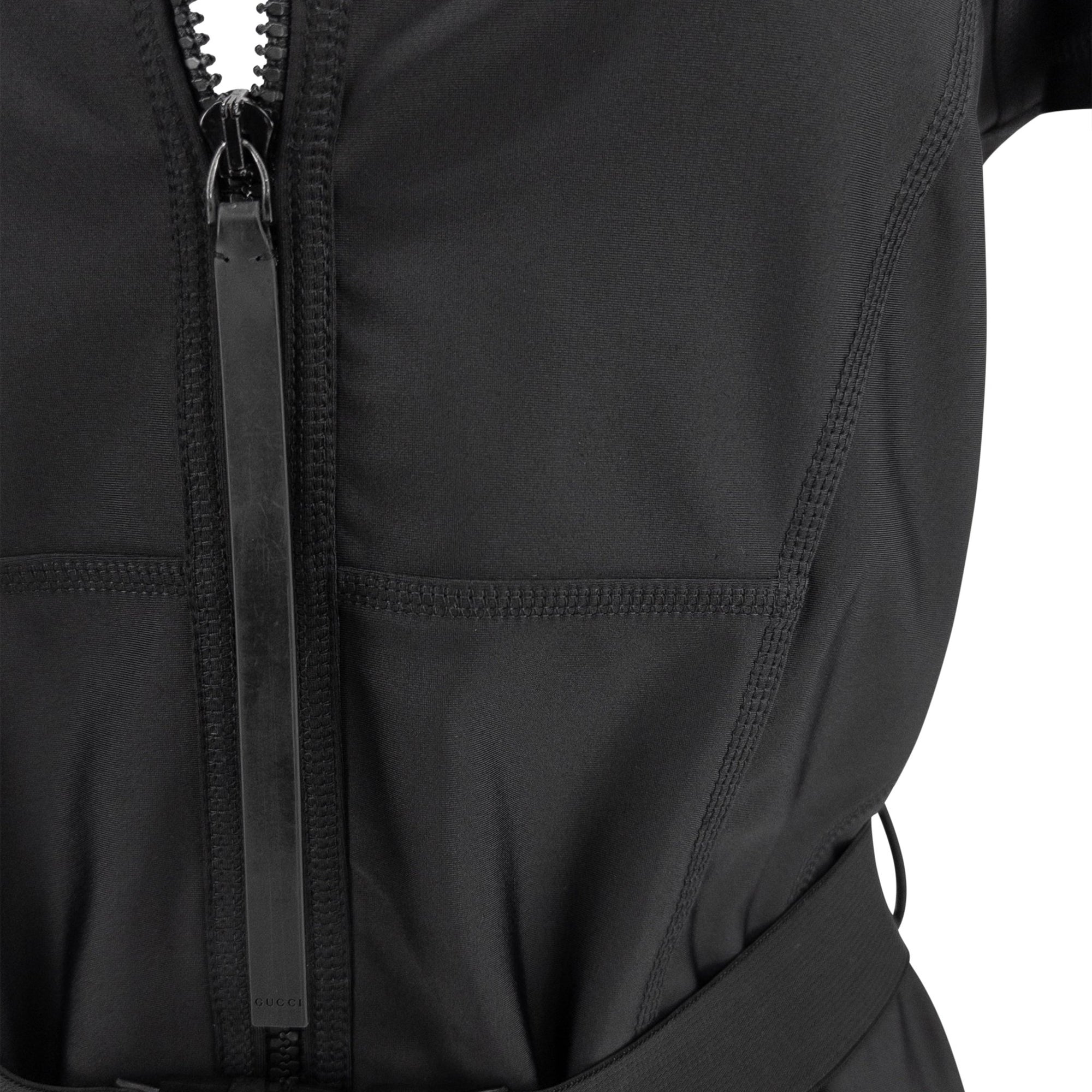 S/S 2010 Gucci Black Bodycon Buckle Belted Short Sleeve Dress - RealList