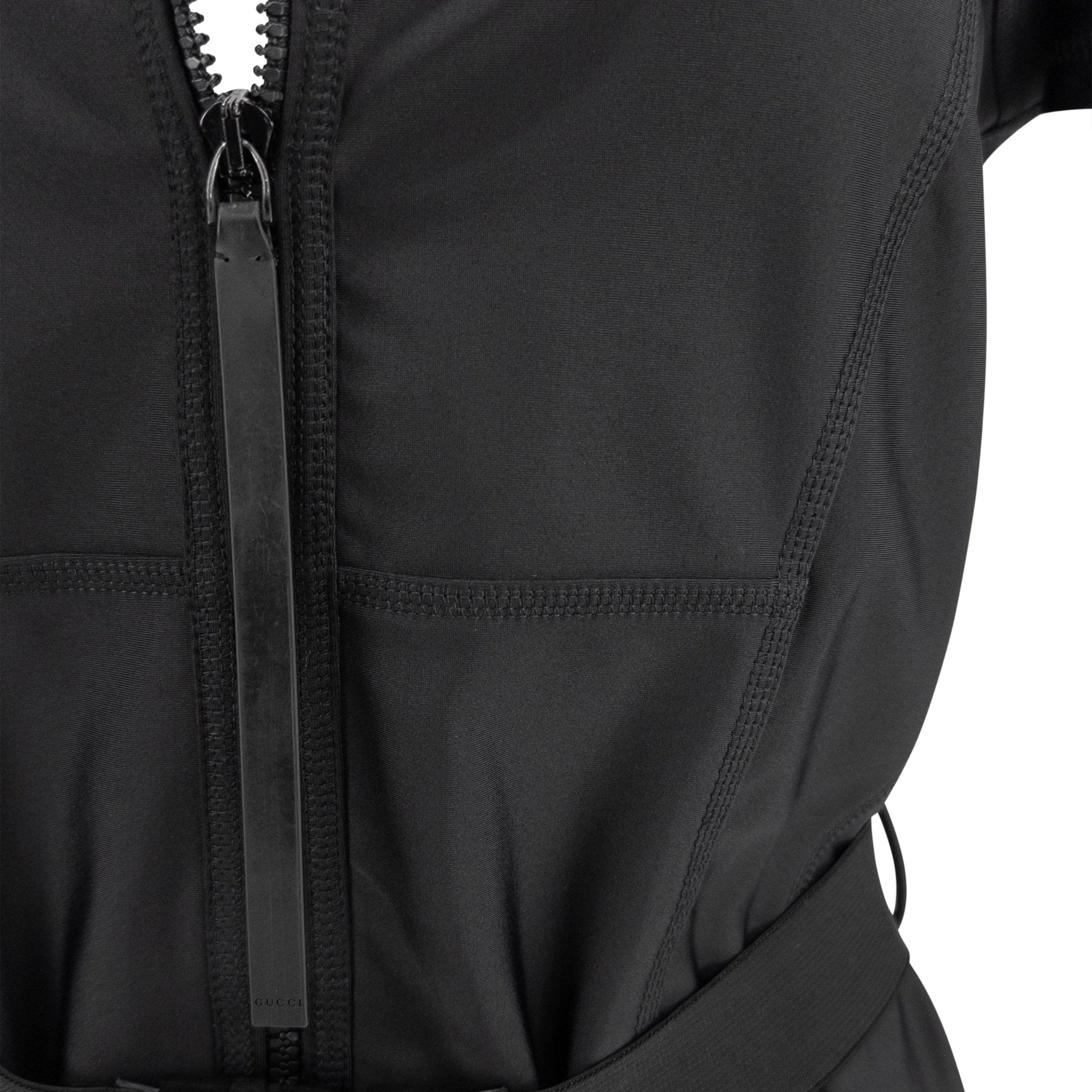 S/S 2010 Gucci Black Bodycon Buckle Belted Short Sleeve Dress - RealList