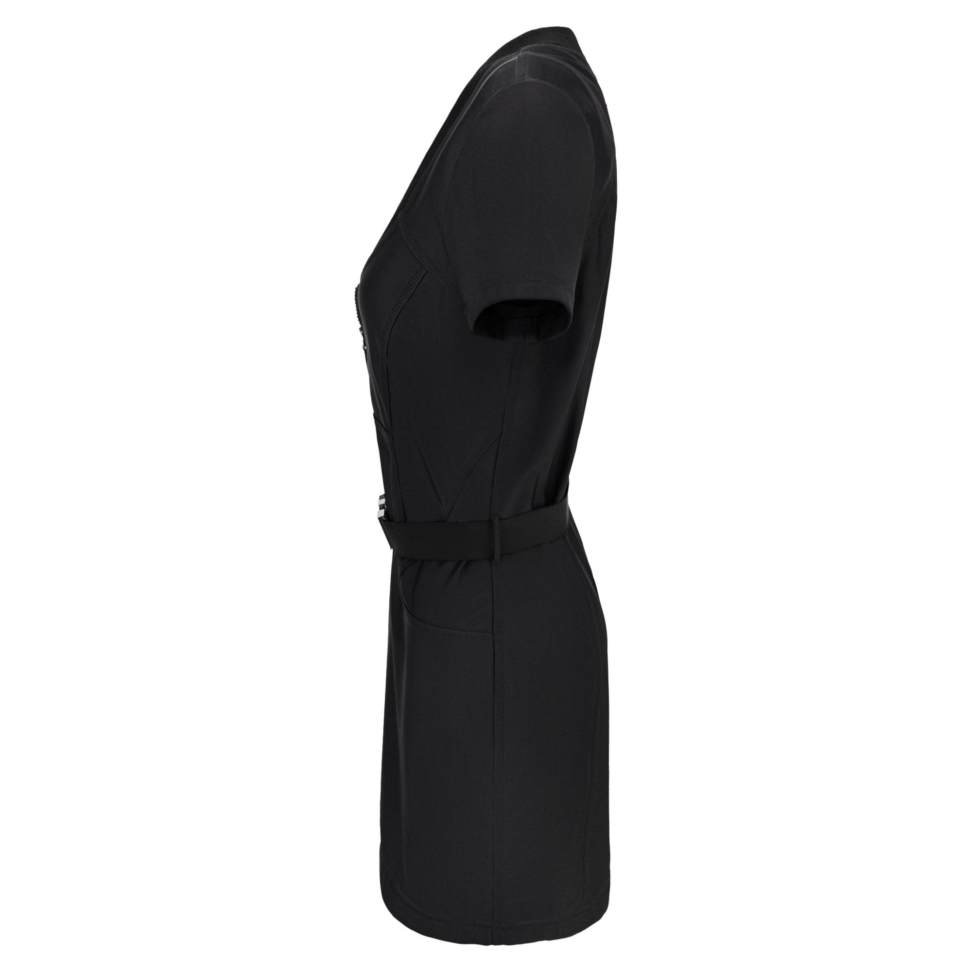 S/S 2010 Gucci Black Bodycon Buckle Belted Short Sleeve Dress - RealList
